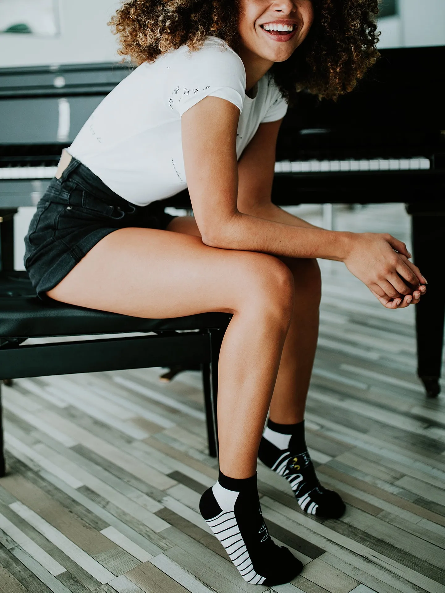 Vrolijke enkelsokken Piano-kat - Image 4