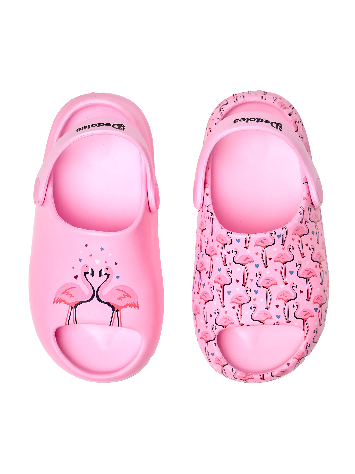 Vrolijke chunky babyklompen Flamingo's en hartjes