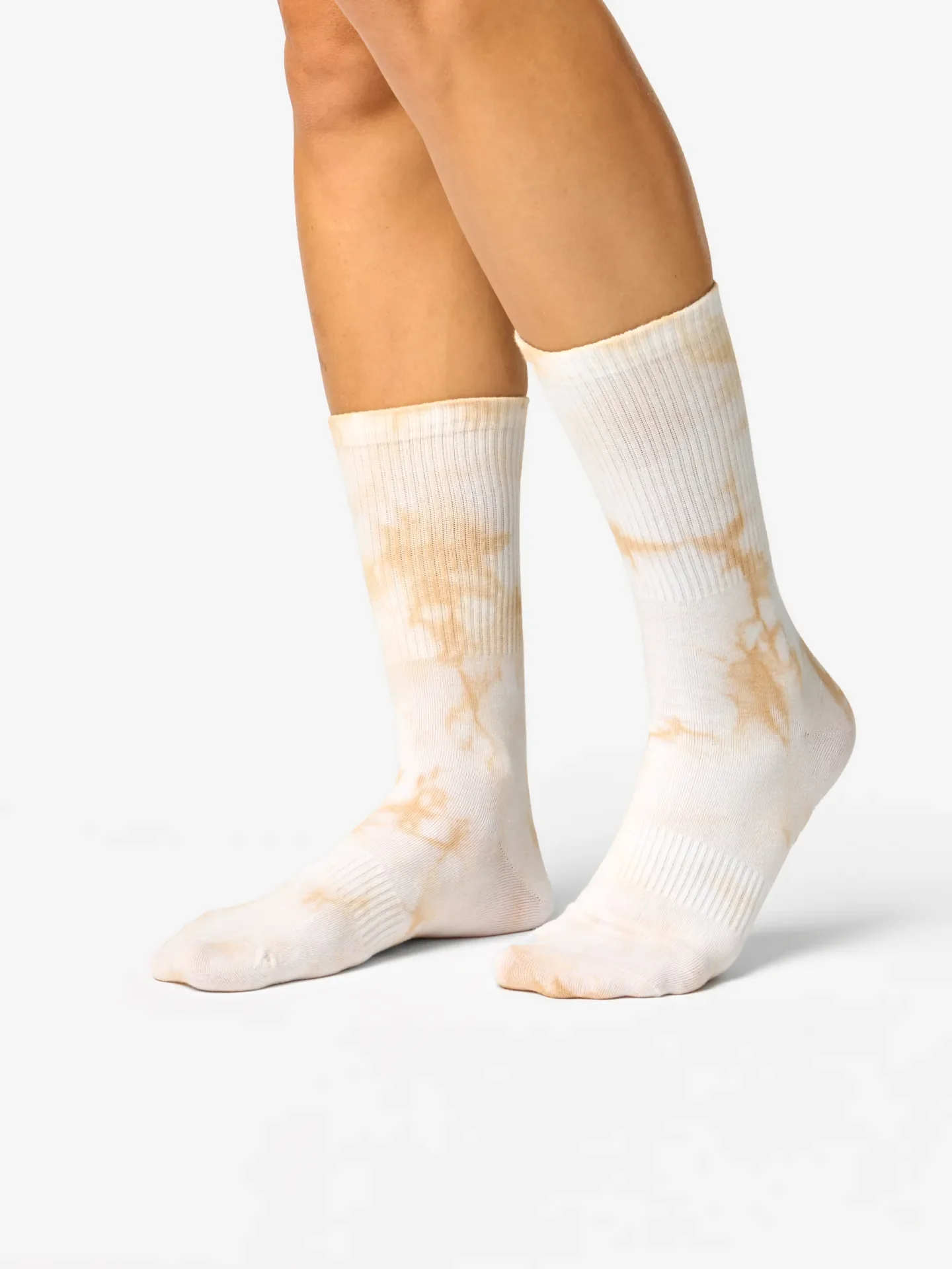 Beige tie-dye geribbelde sokken - Image 2