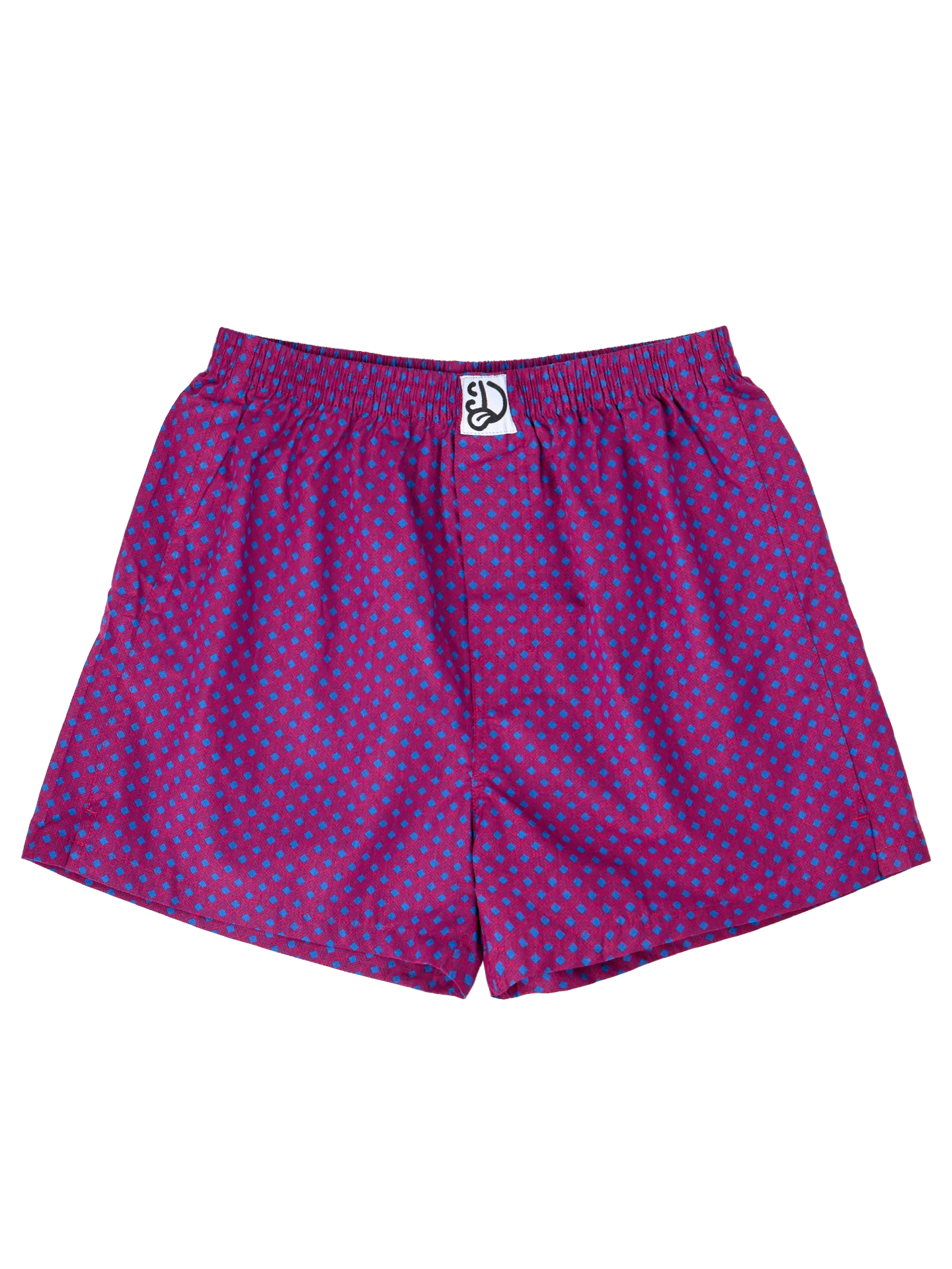 Blauw en magenta herenboxershort met patroon