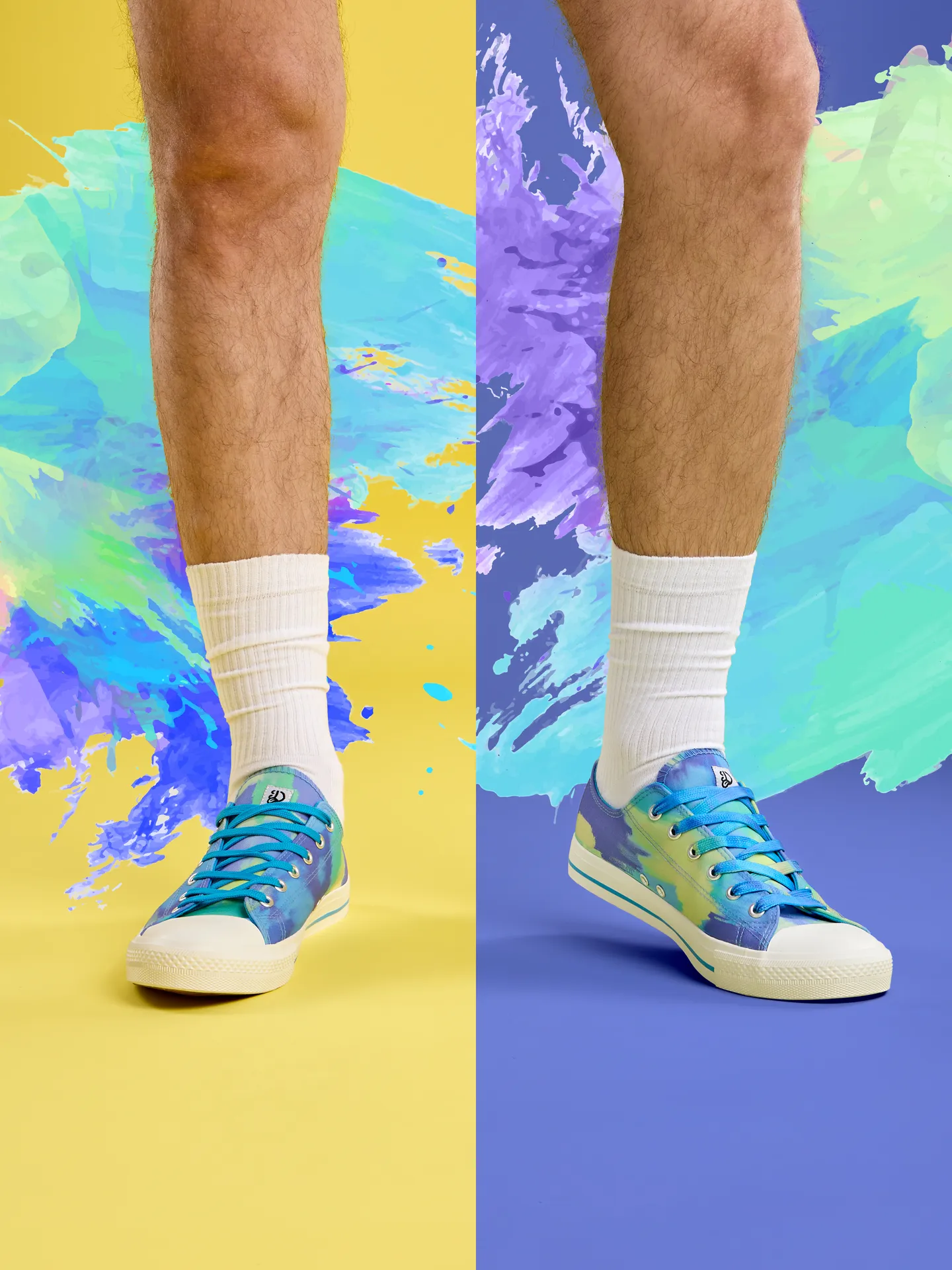Vrolijke canvas schoenen Aqua camo - Image 6
