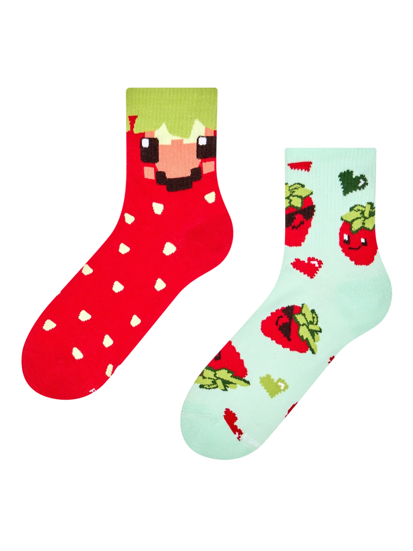 Vrolijke crewsokken Pixel aardbeien