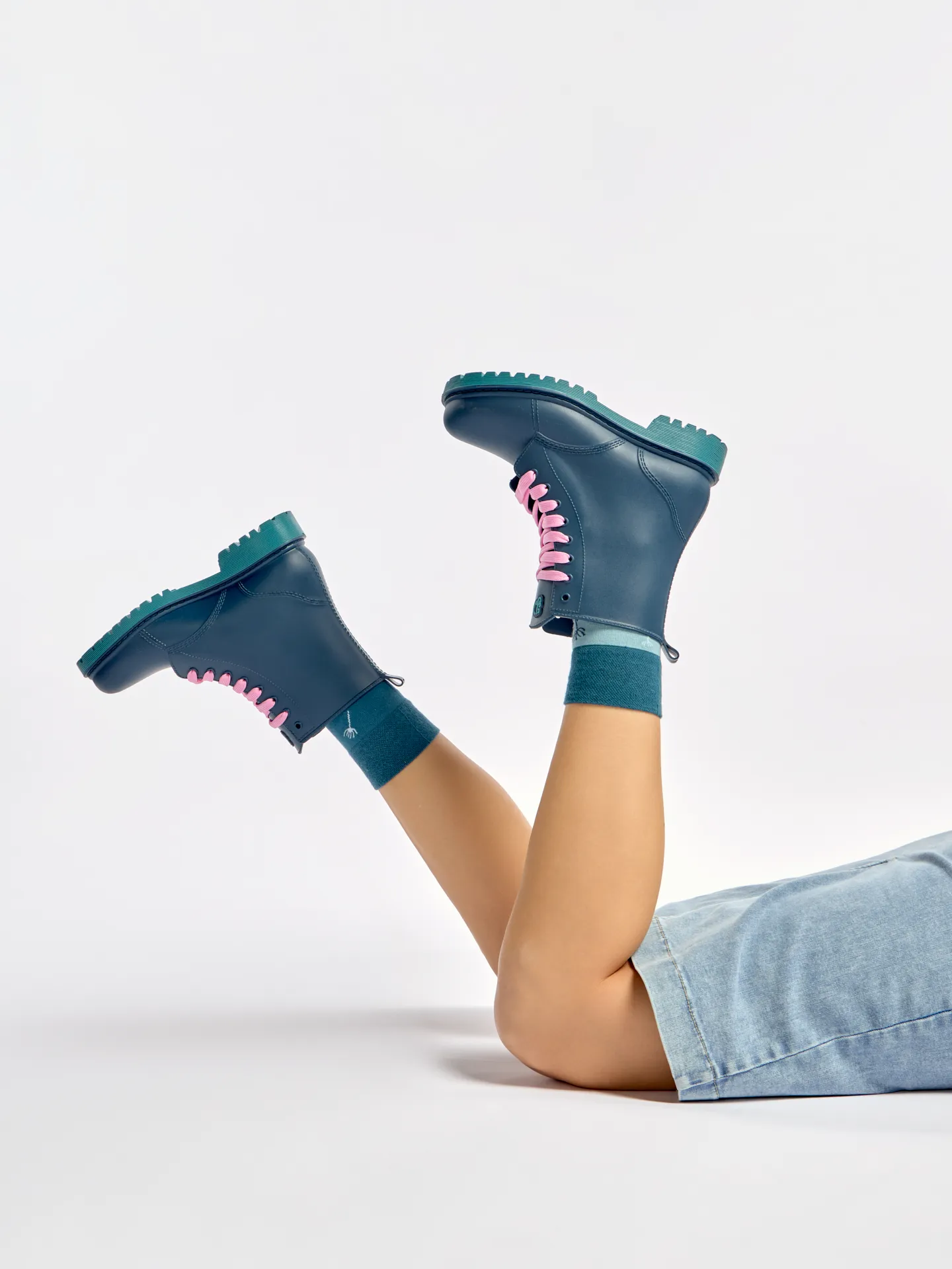 Smaragdblauwe regenlaarzen voor dames - Image 6