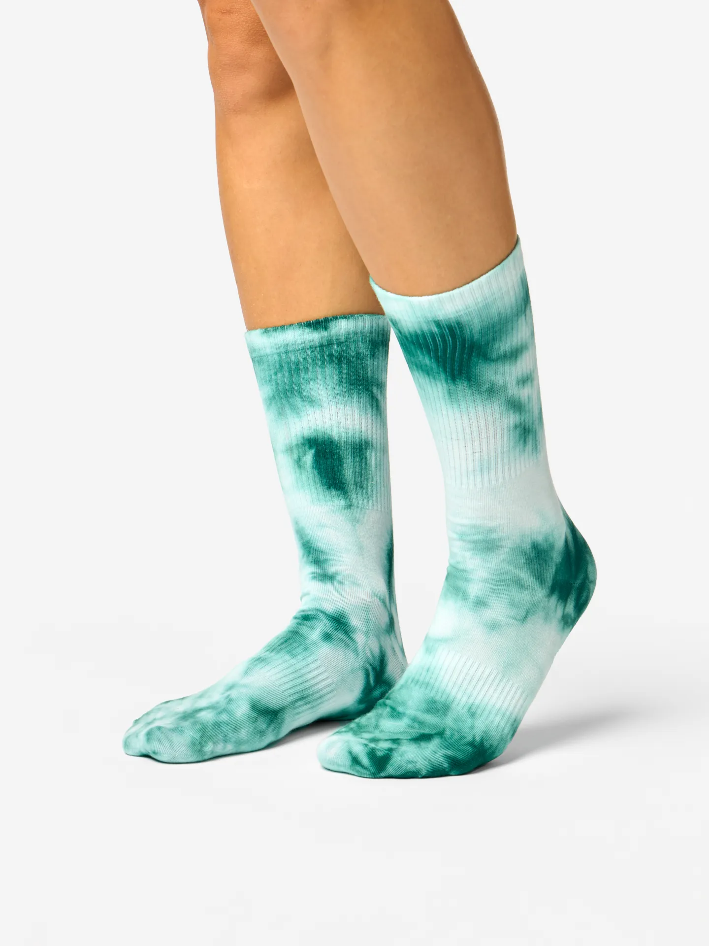 Smaragdgroene tie-dye geribbelde sokken - Image 2