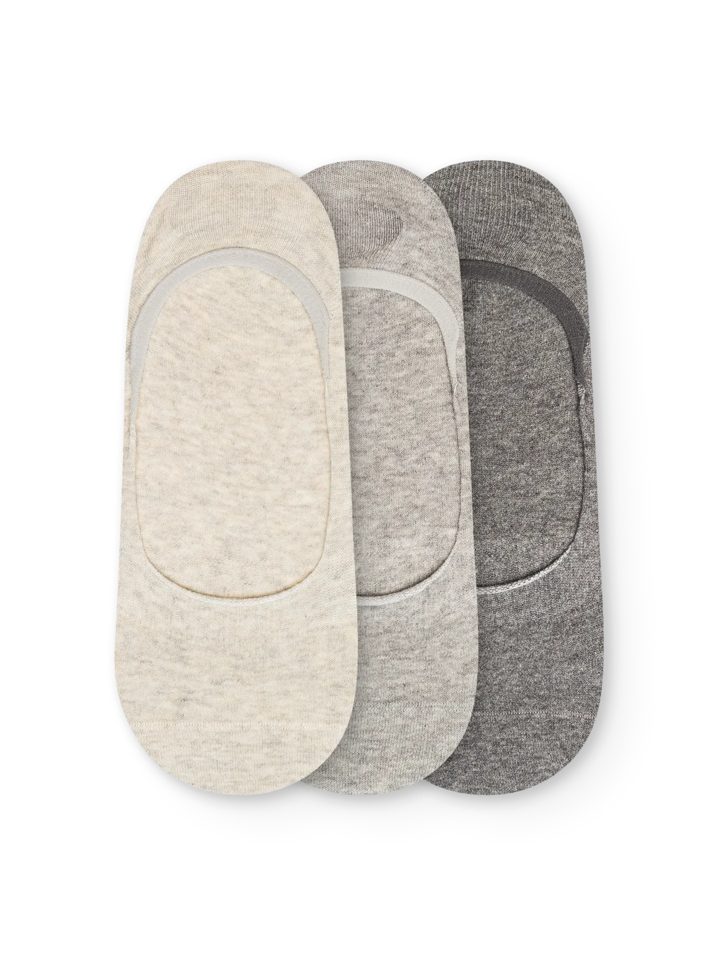 Grijze gemêleerde klassieke no-show sokken 3-pack