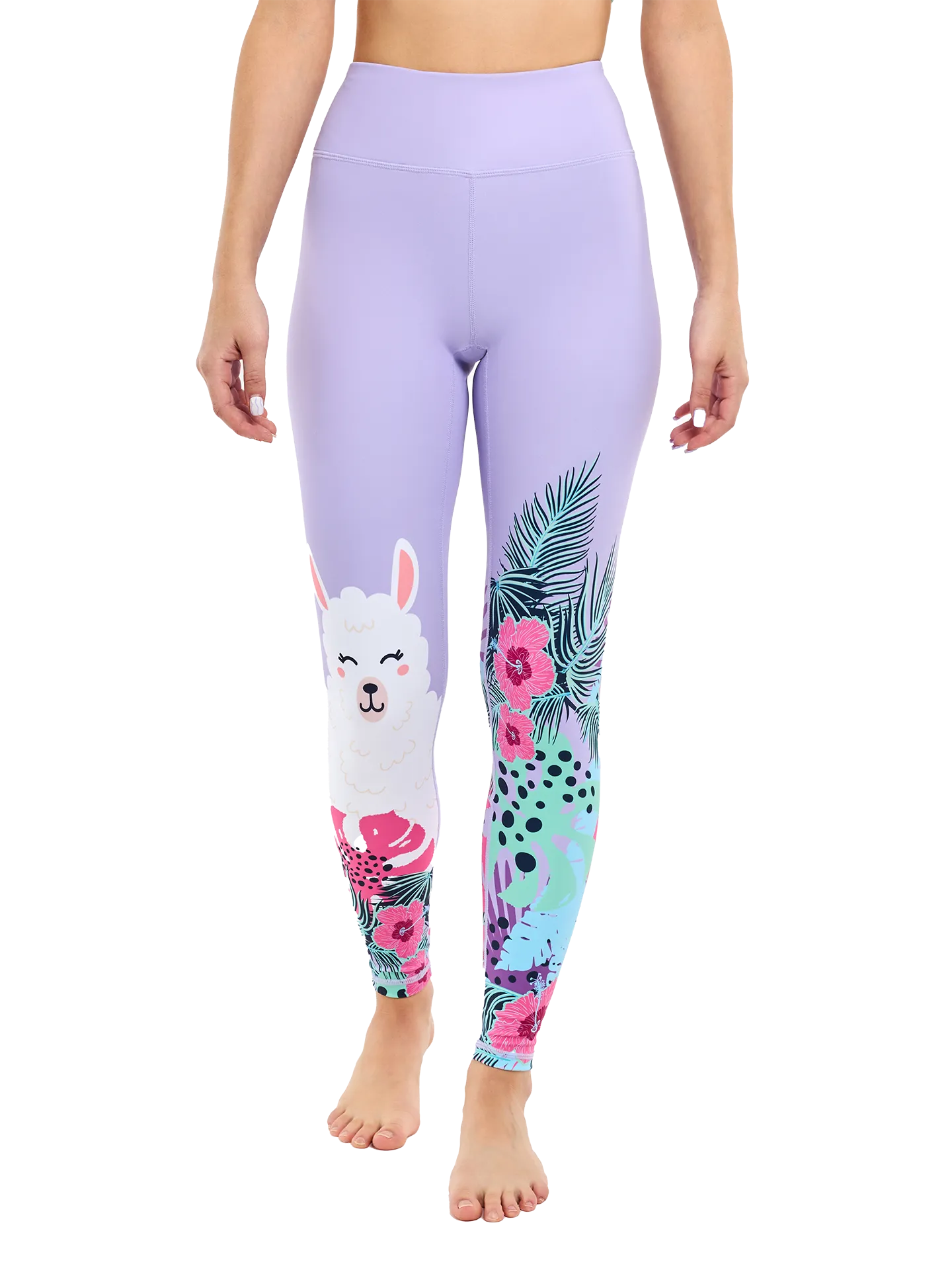 Vrolijke fitnessleggings Lama & bloemen