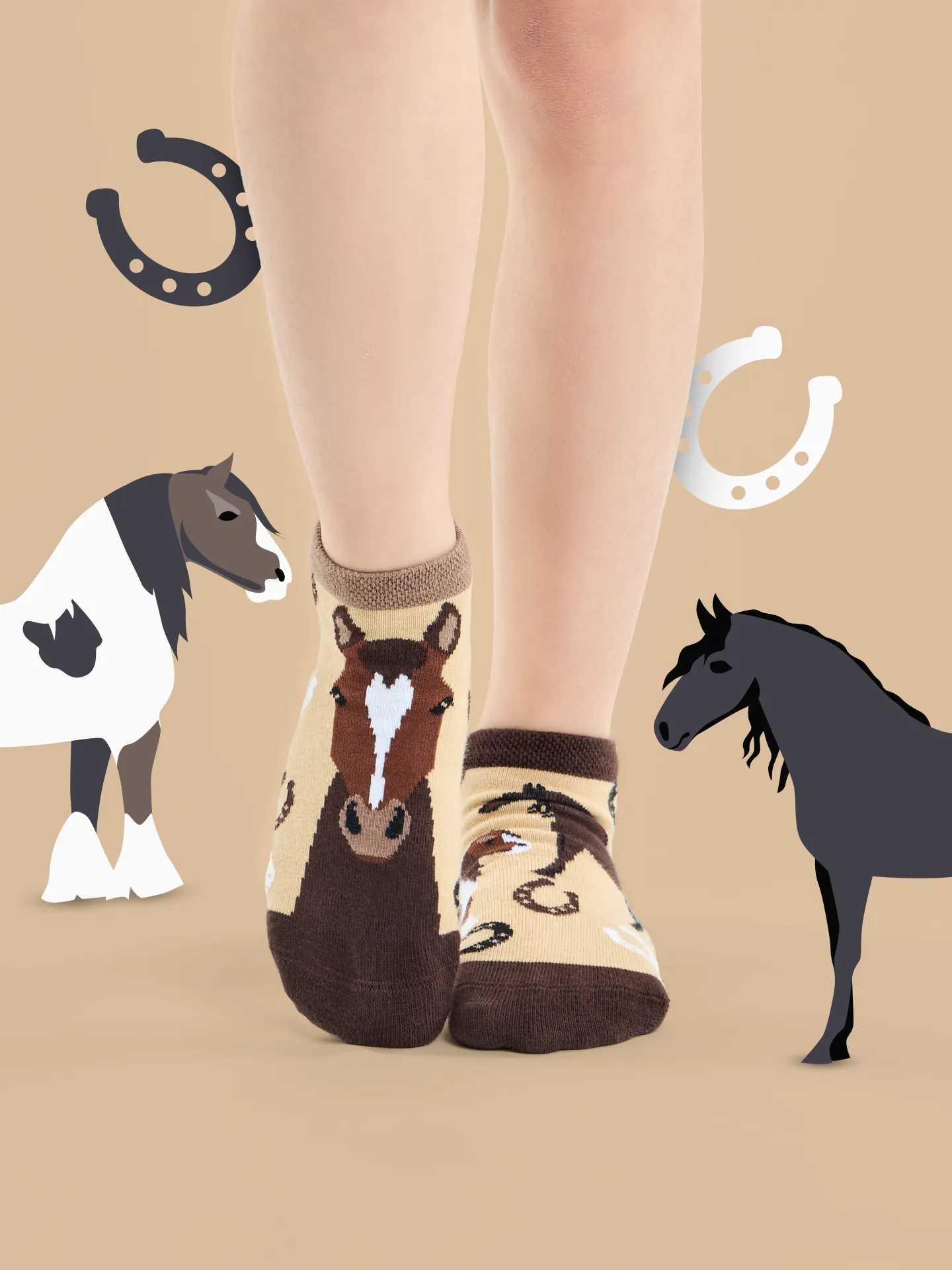 Vrolijke enkelsokken voor kinderen Paarden - Image 4