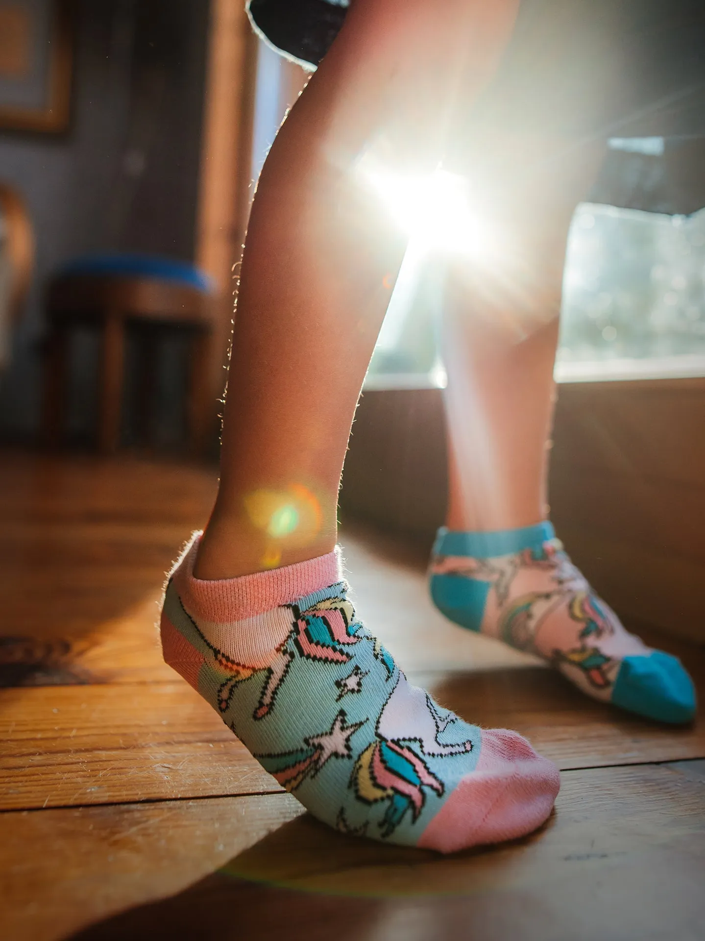 Vrolijke enkelsokken voor kinderen Regenboog eenhoorn - Image 3