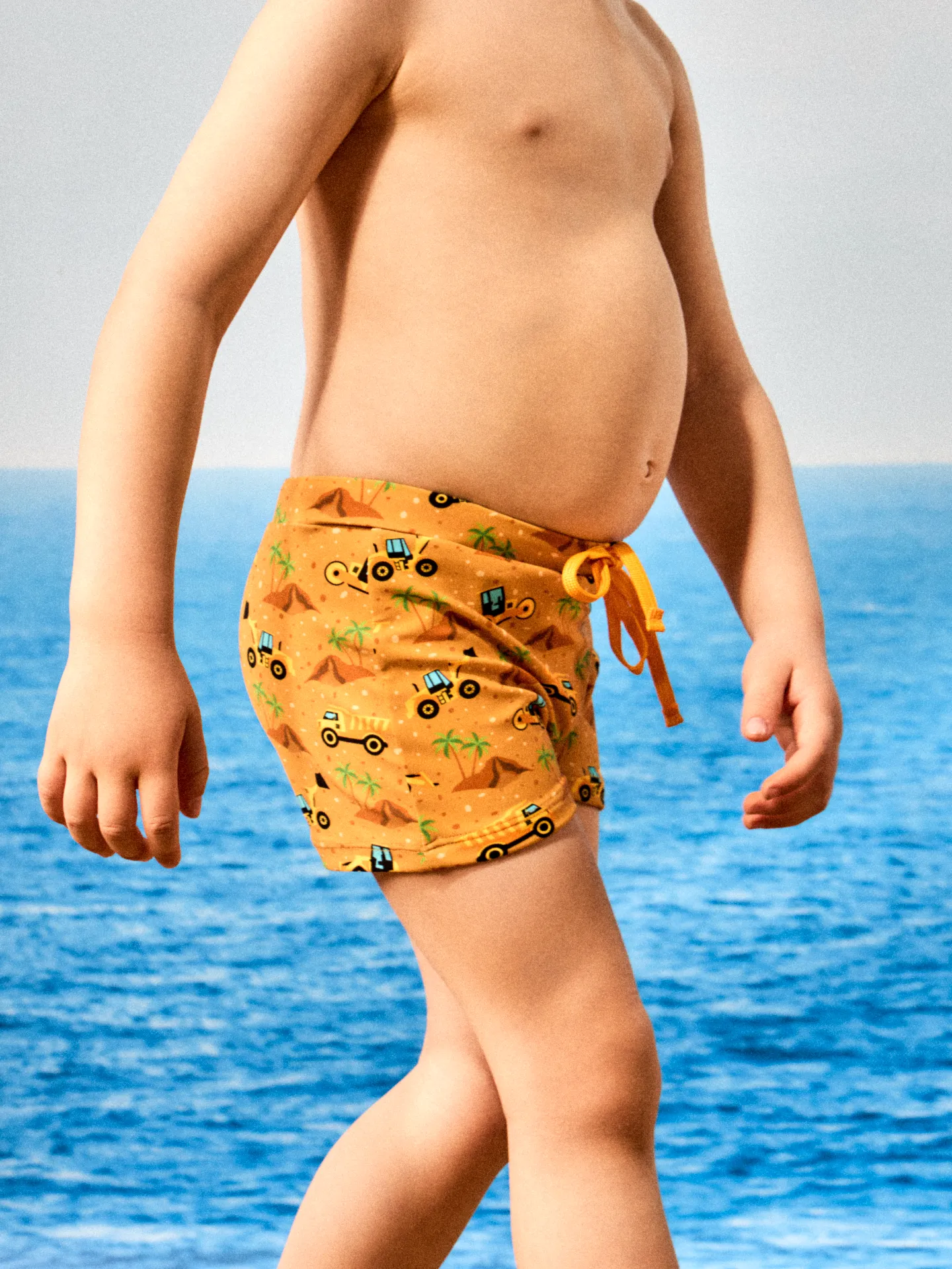 Vrolijk elastisch zwemshort voor kinderen Graafmachine op het strand - Image 4