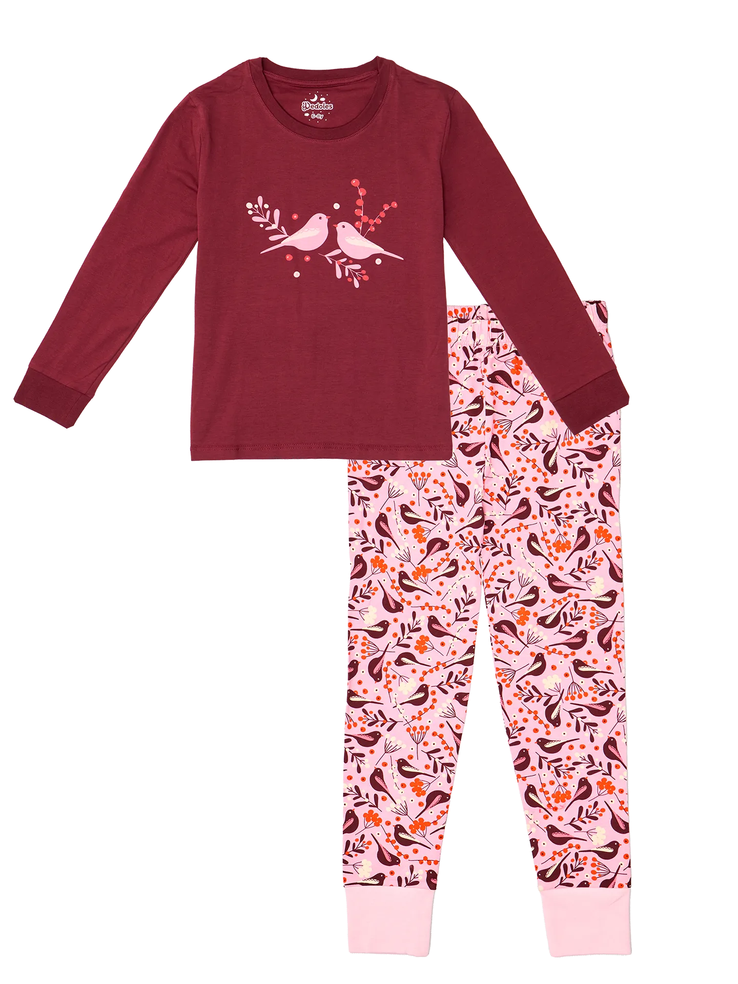 Vrolijke kinderpyjama Vogels en bessen