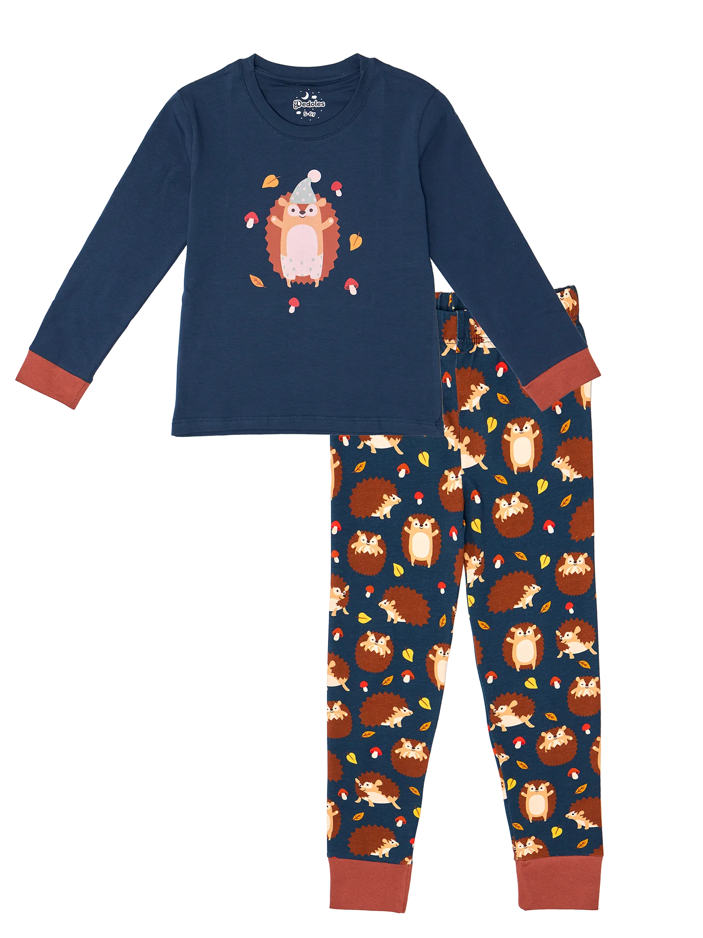 Vrolijke kinderpyjama Egel en paddestoelen