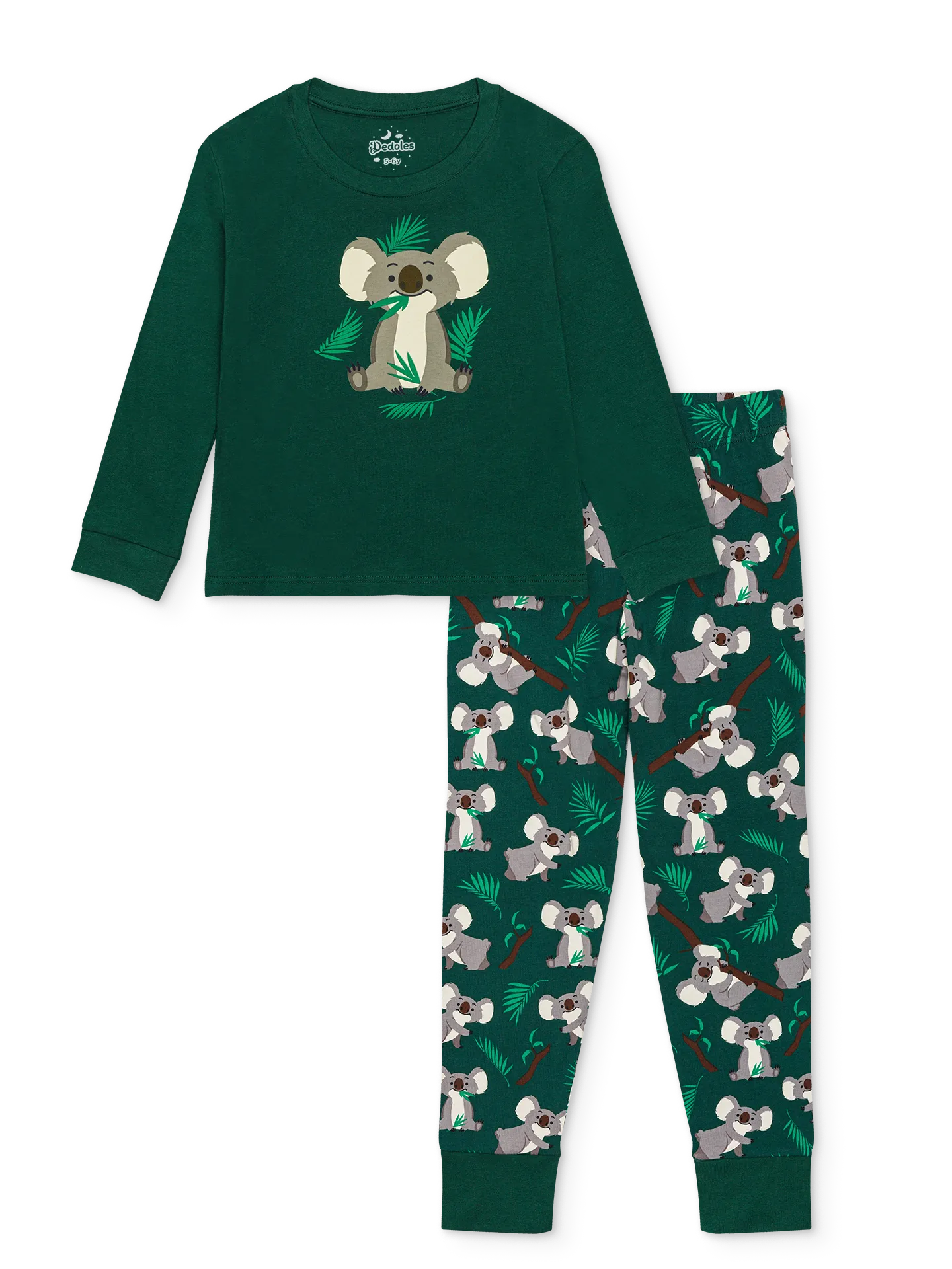 Vrolijke kinderpyjama Koala en blaadjes