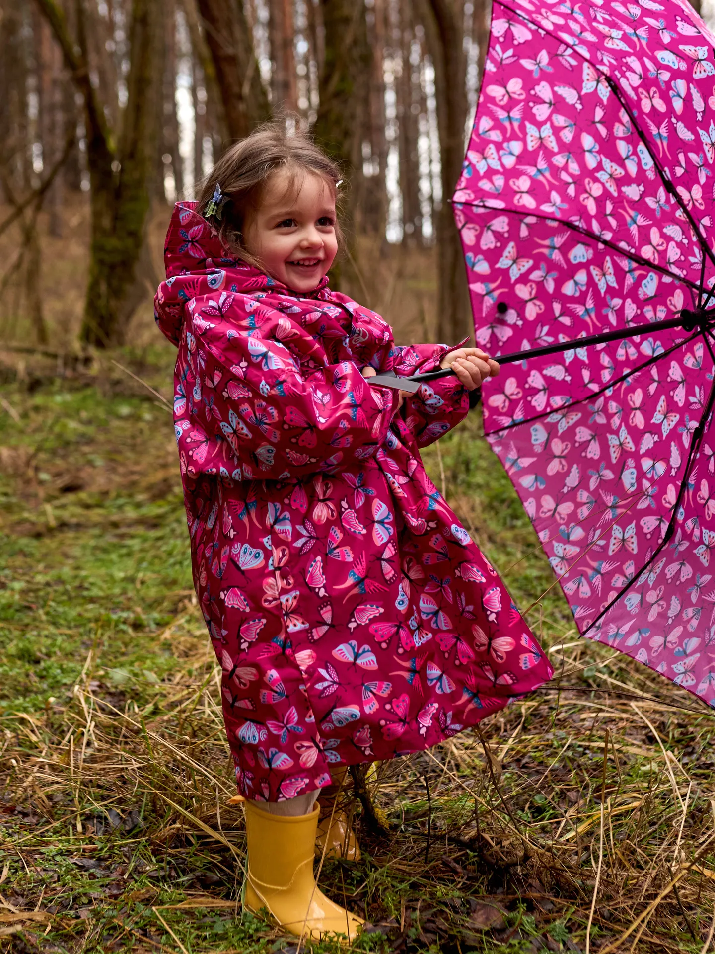 Vrolijke regenjas voor kinderen Roze vlinders - Image 5