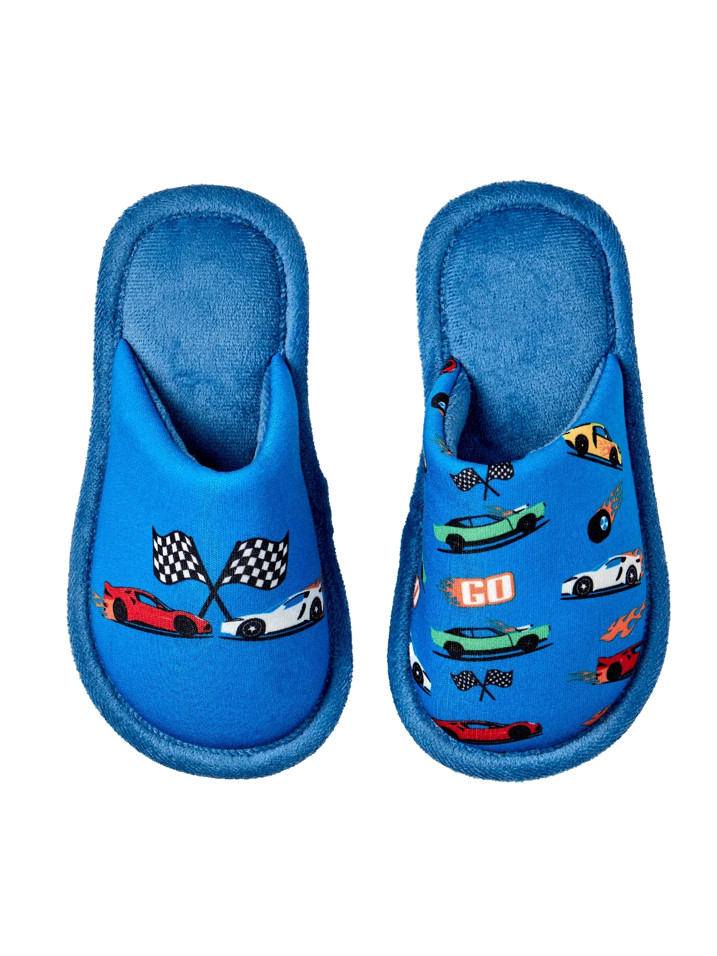 Vrolijke kinderslippers Snelle auto's