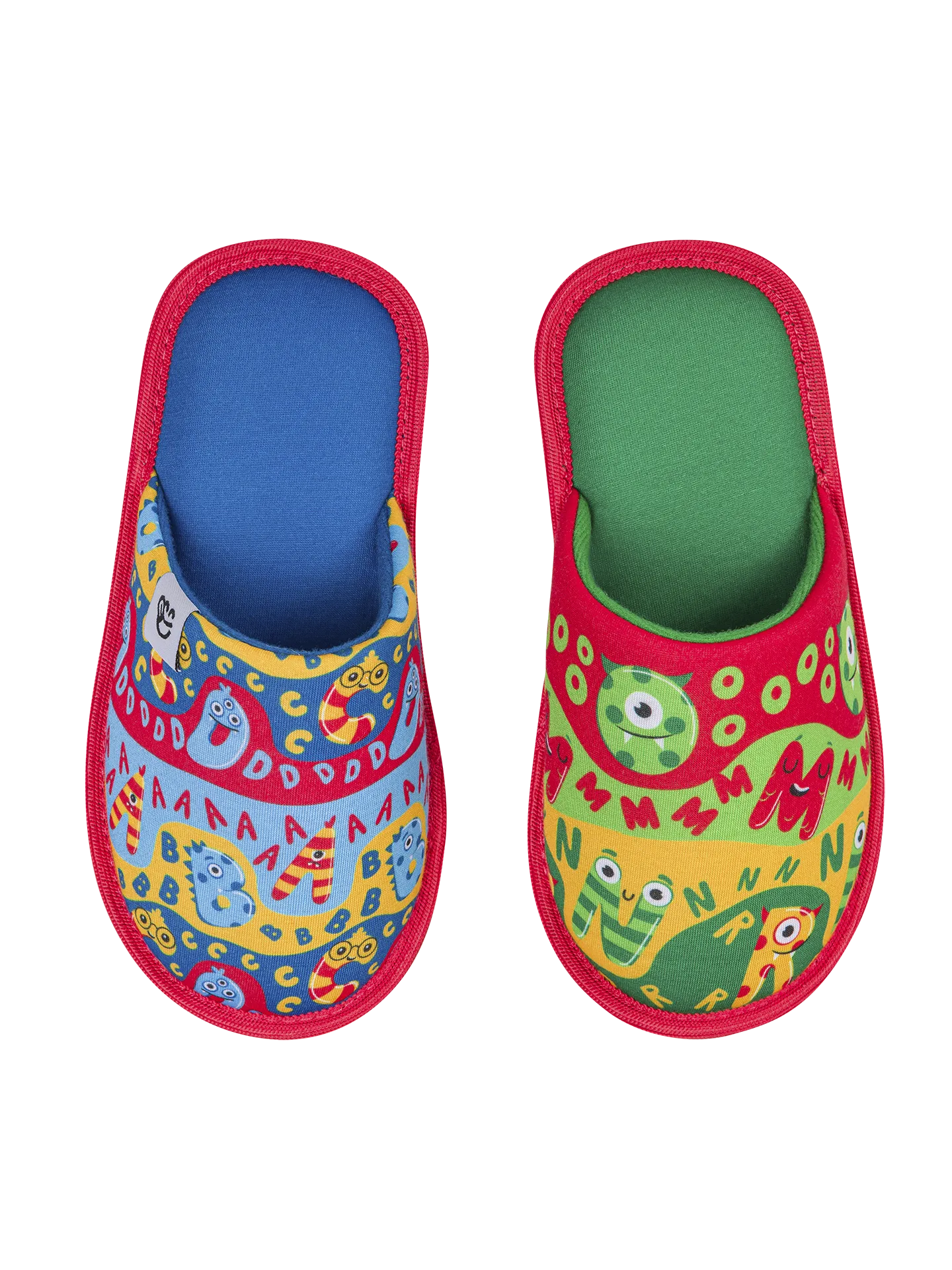 Vrolijke kinderslippers Eerste Letters