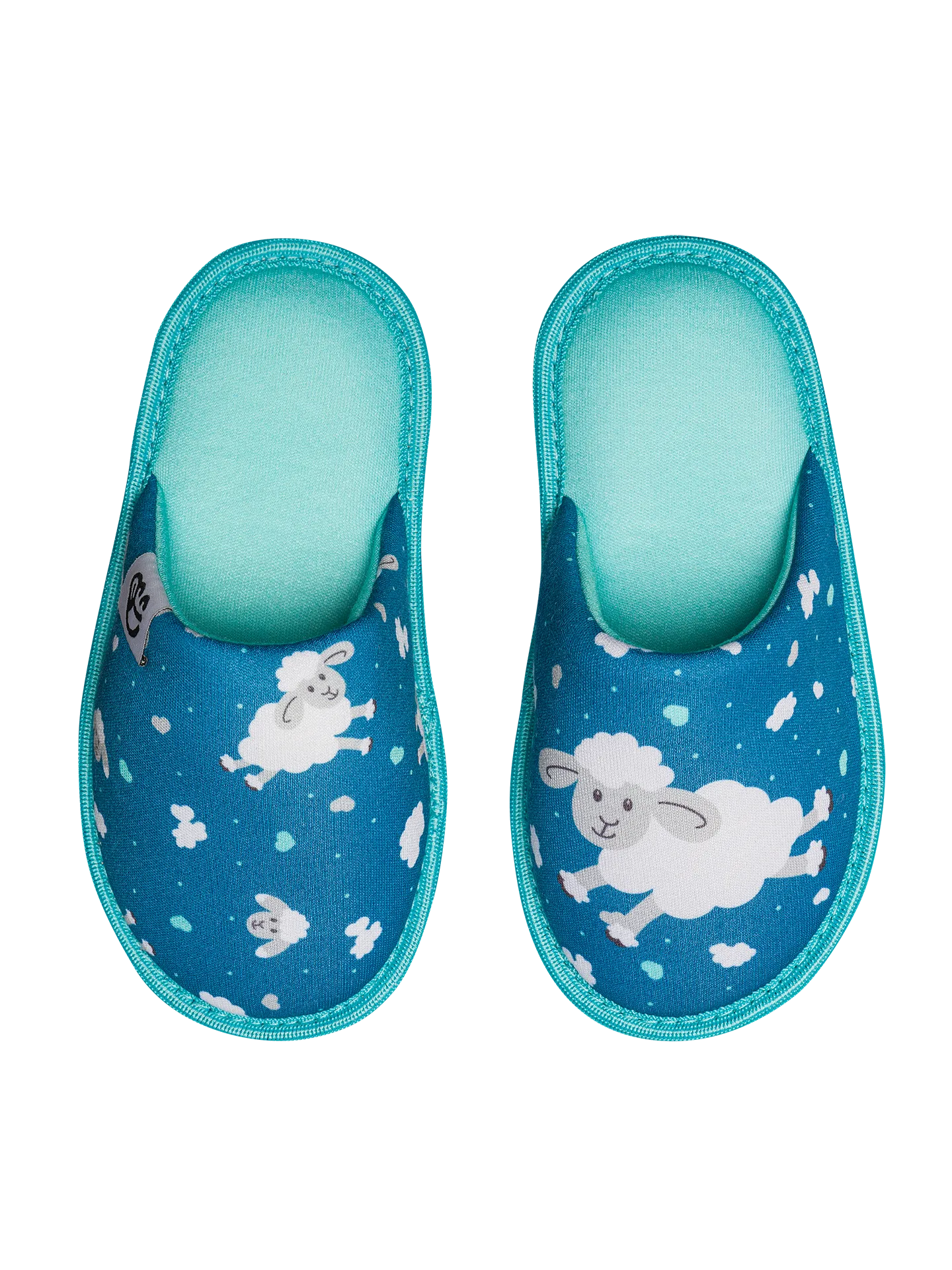 Vrolijke kinderslippers Schapen en wolken