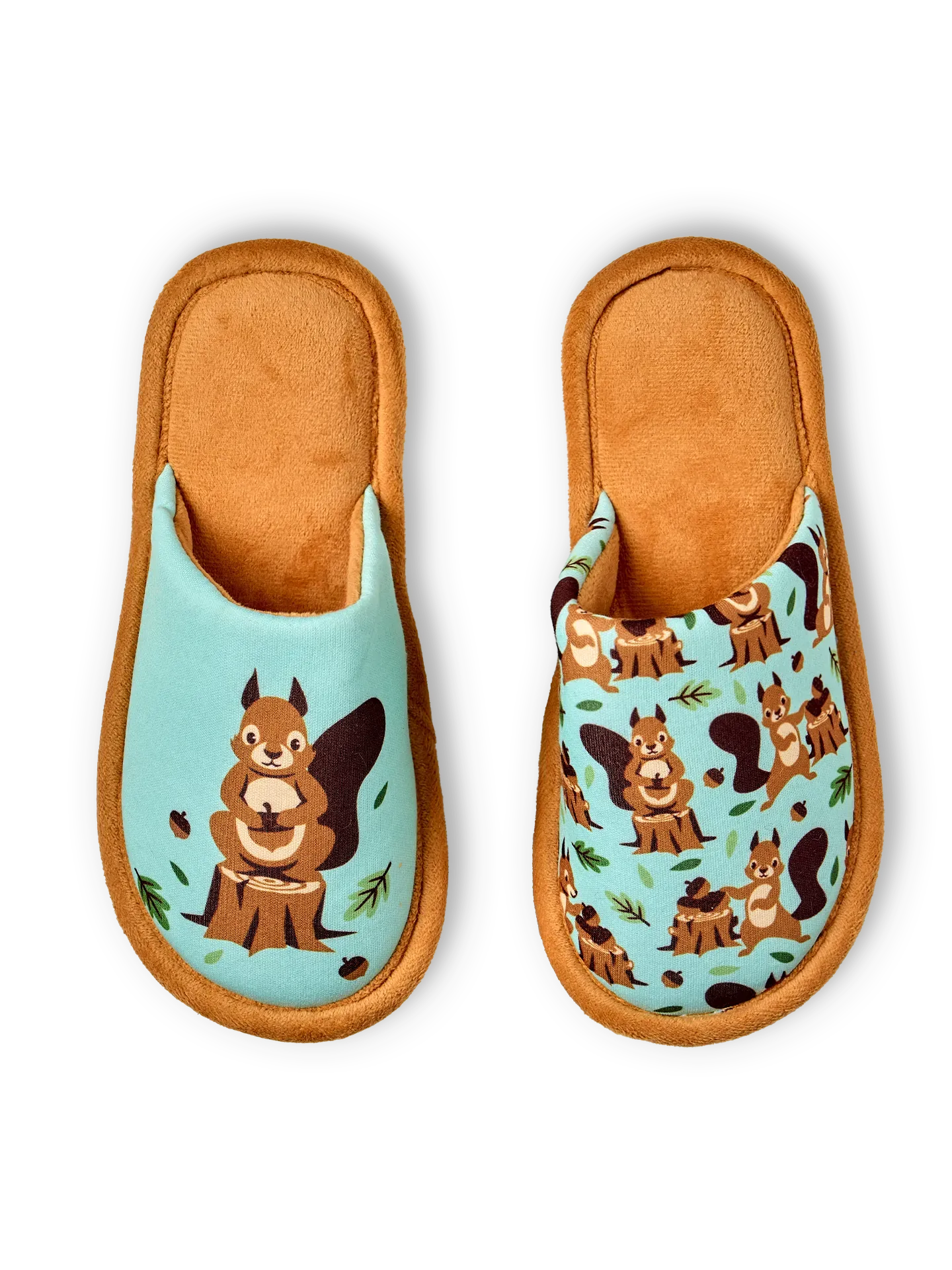 Vrolijke kinderslippers Eekhoorn in het bos