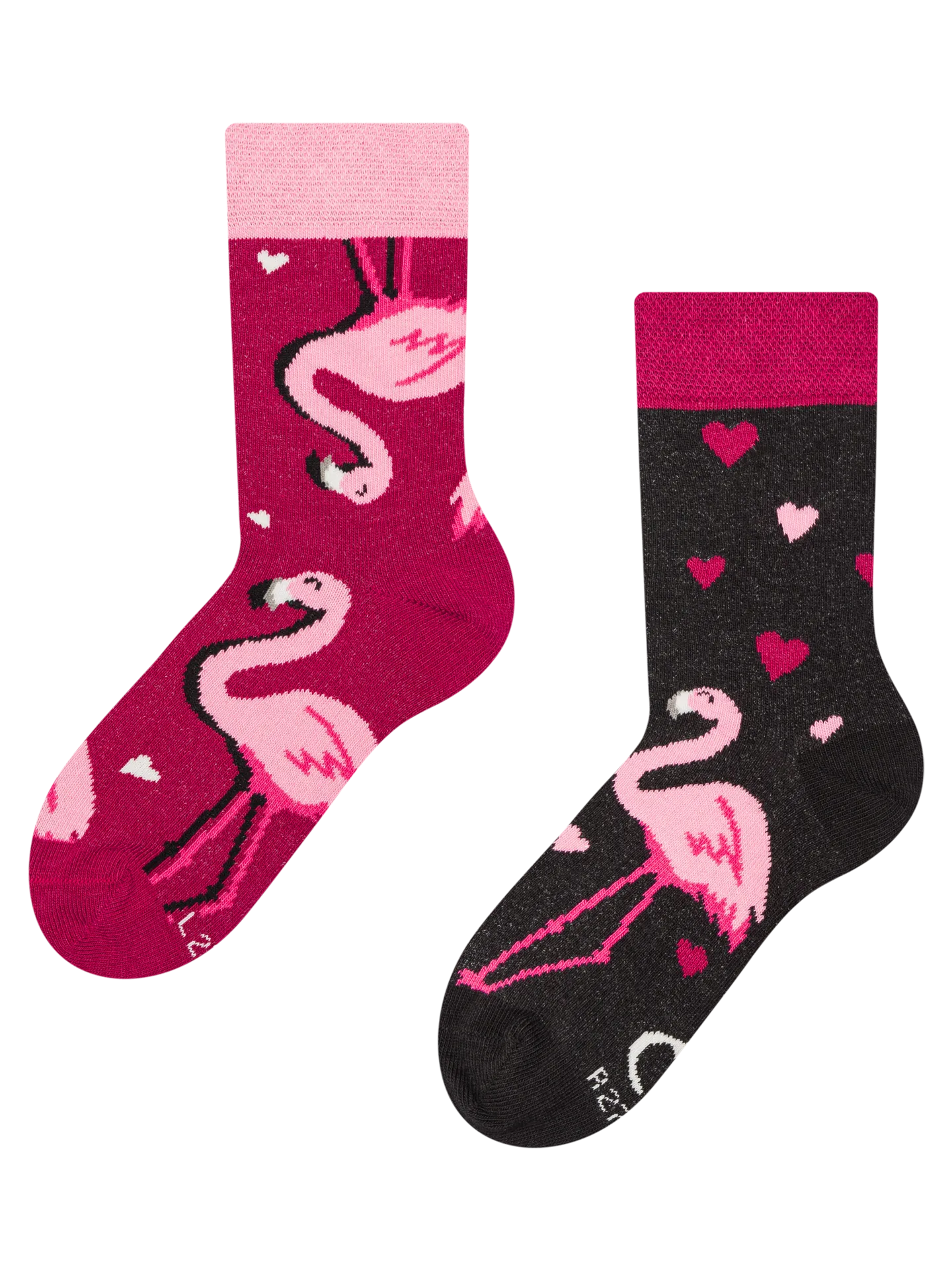 Vrolijke kindersokken Hartjes & flamingo's