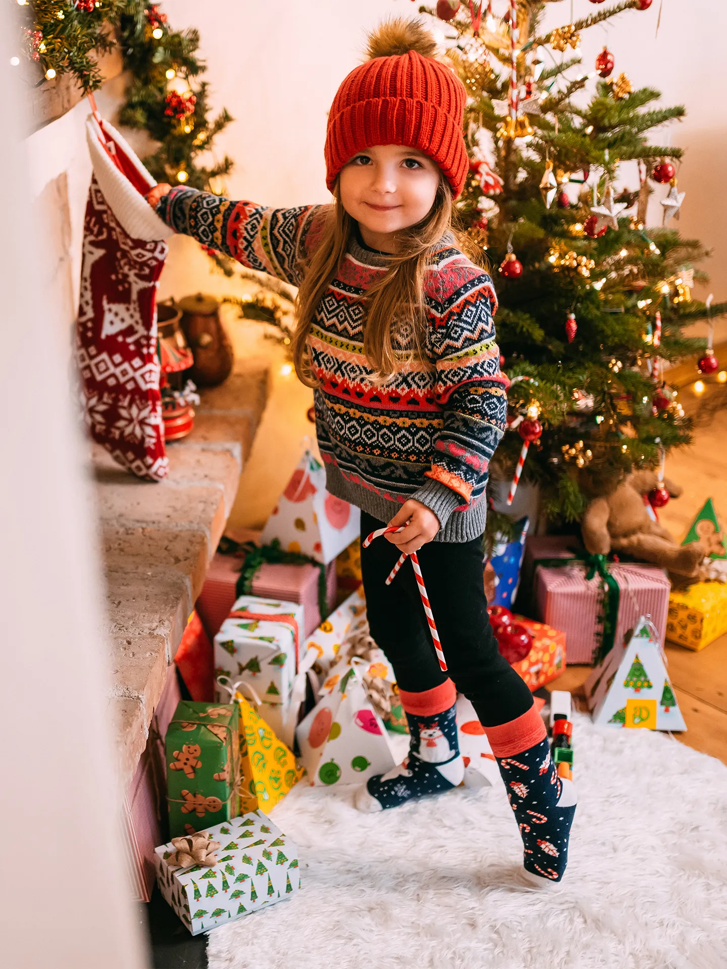 Vrolijke warme kindersokken Kerstmis IJsbeer - Image 2