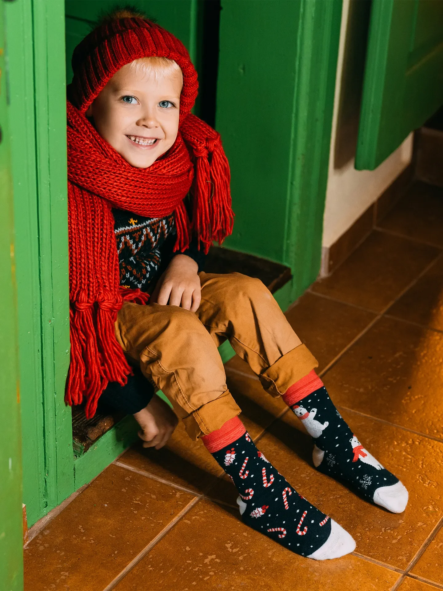 Vrolijke warme kindersokken Kerstmis IJsbeer - Image 3