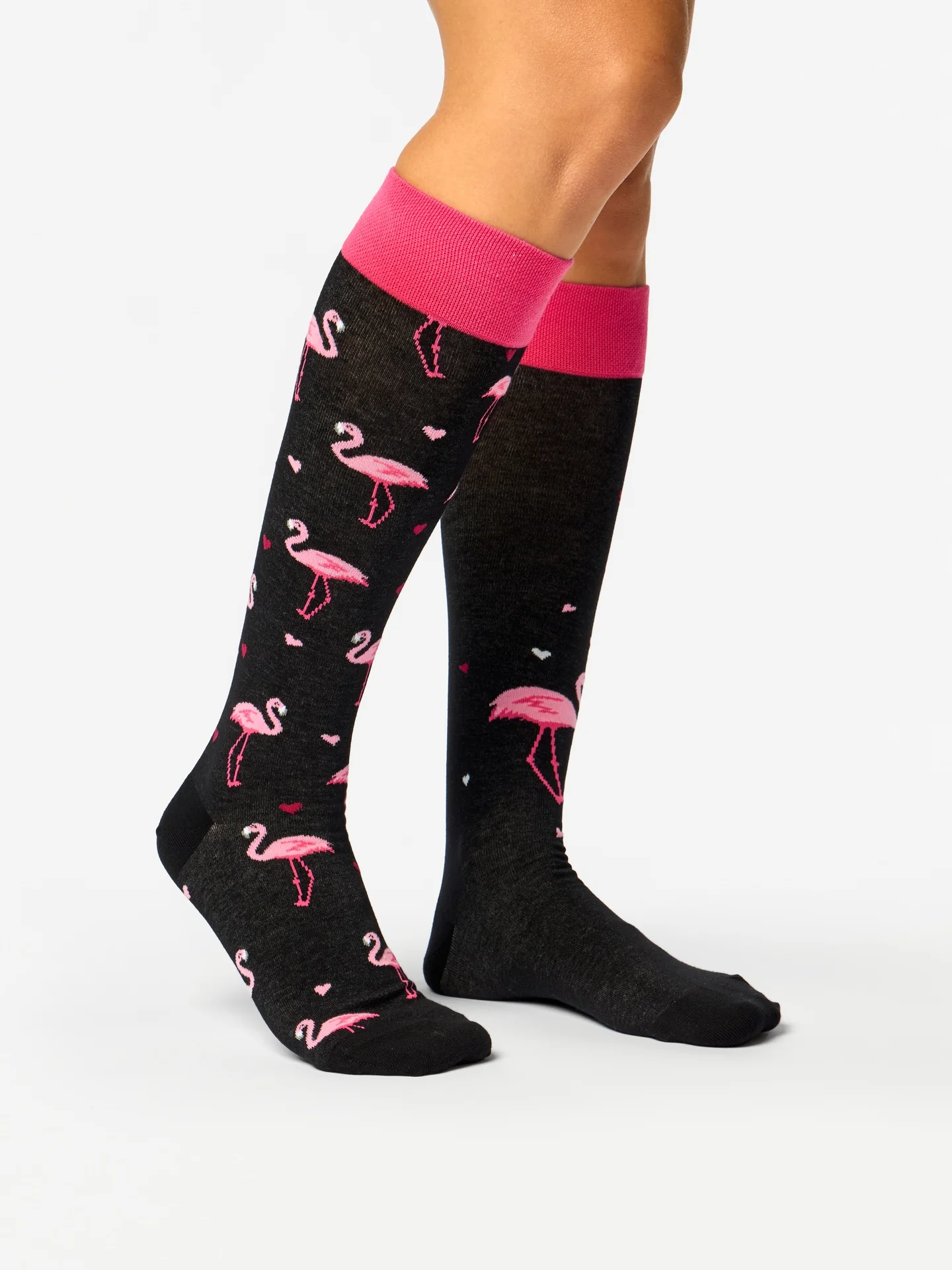 Vrolijke kniekousen Flamingo's & harten - Image 3