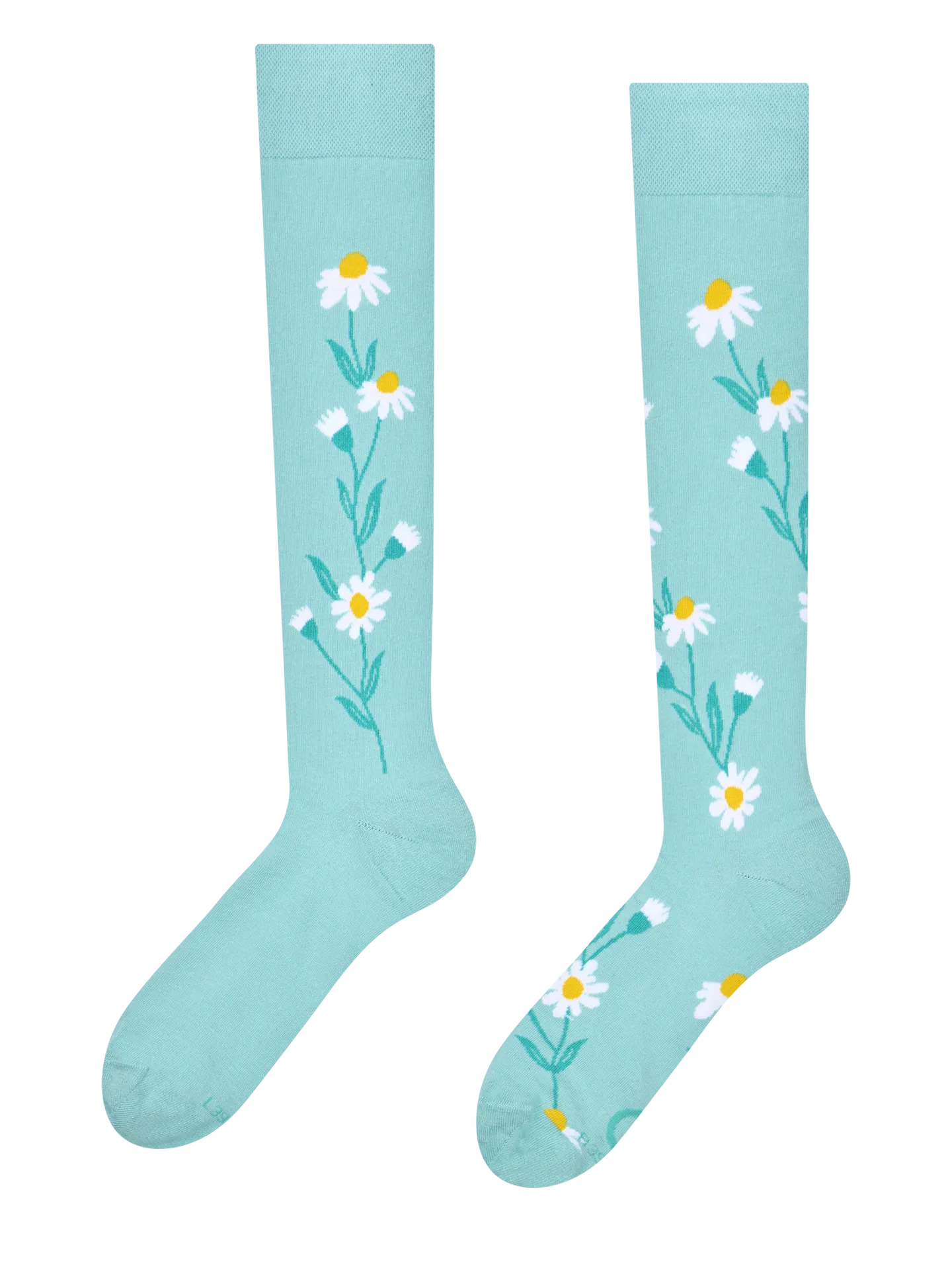 Vrolijke kniekousen Turquoise kamille