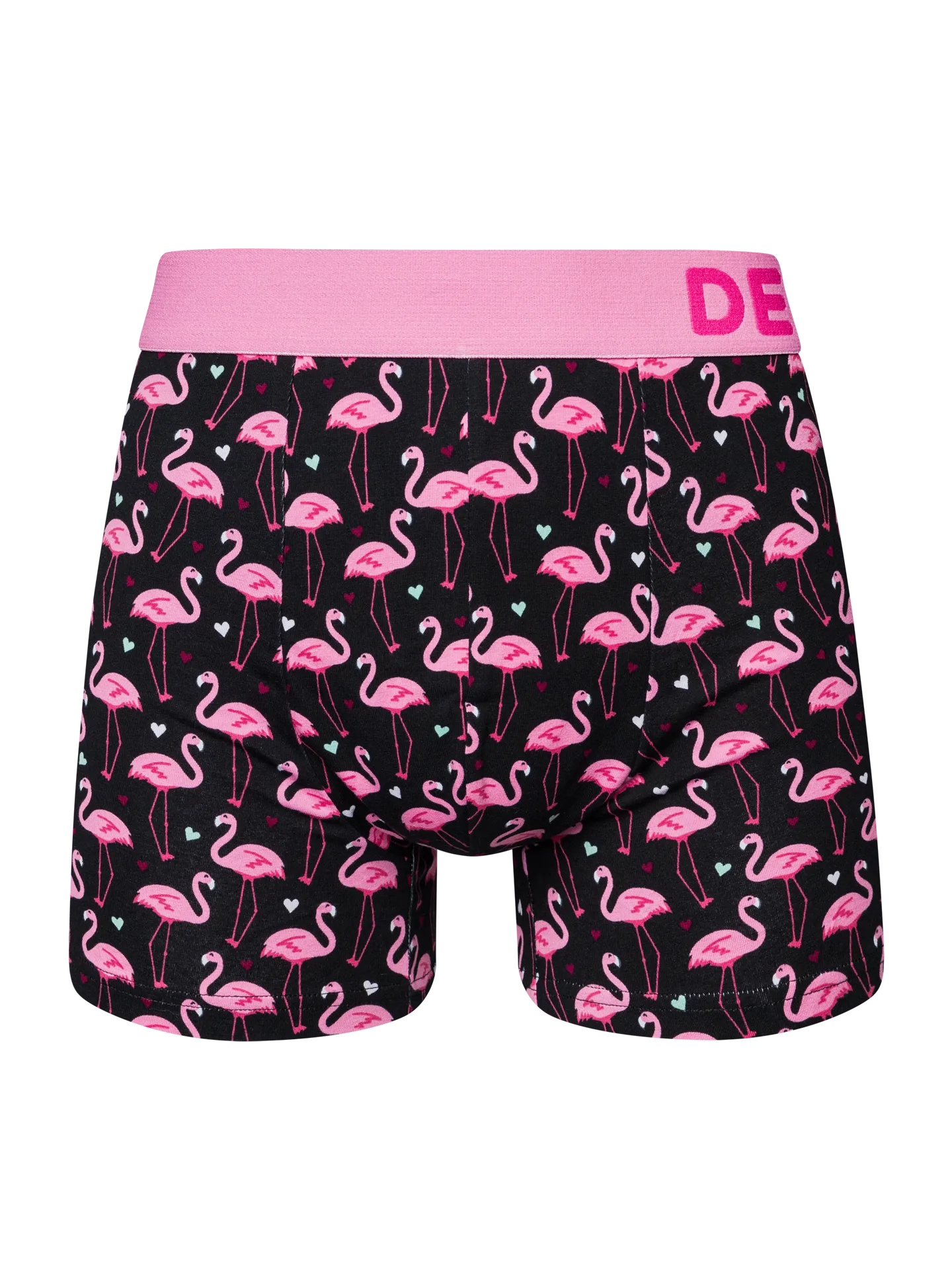 Vrolijke herentrunks Flamingo's & harten