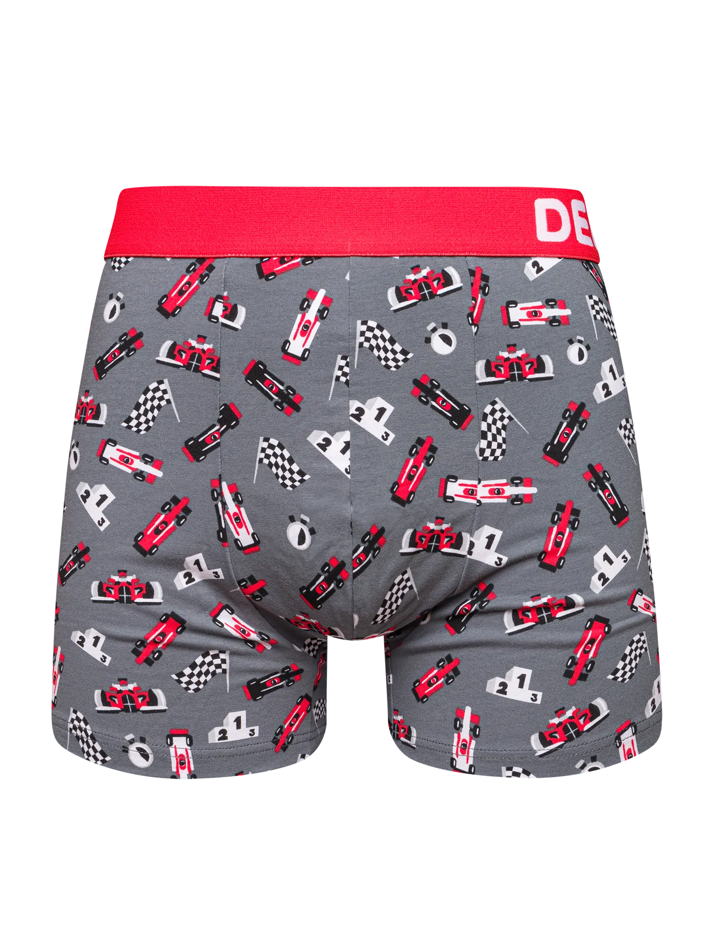 Vrolijke herentrunks Formule race