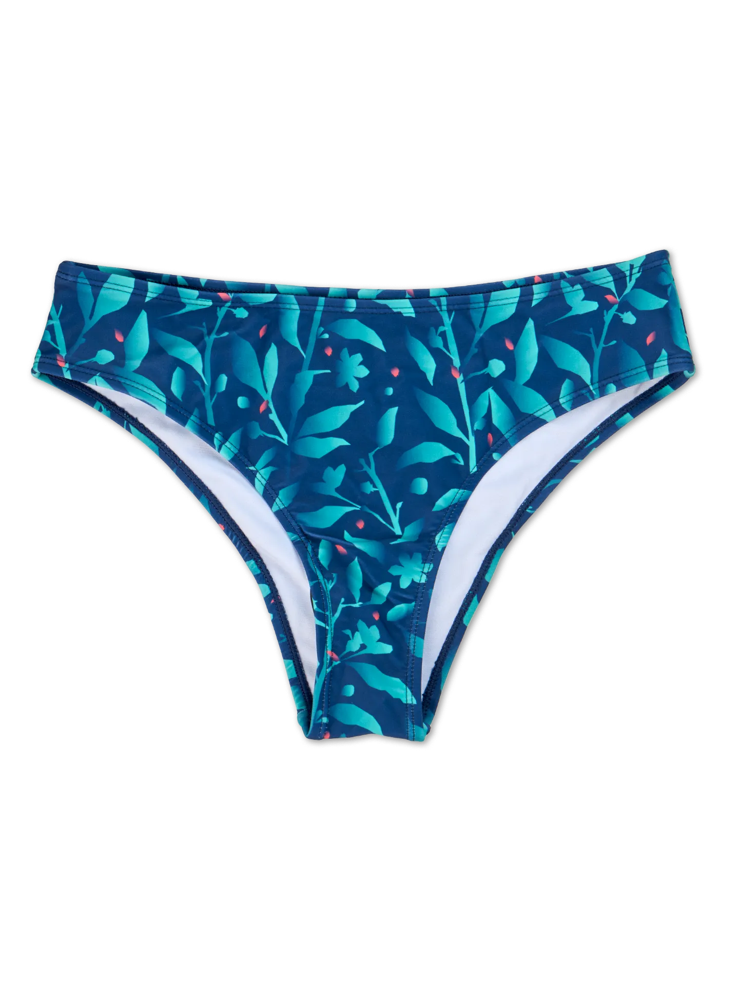 Midwaist bikinislip Turquoise bloemen