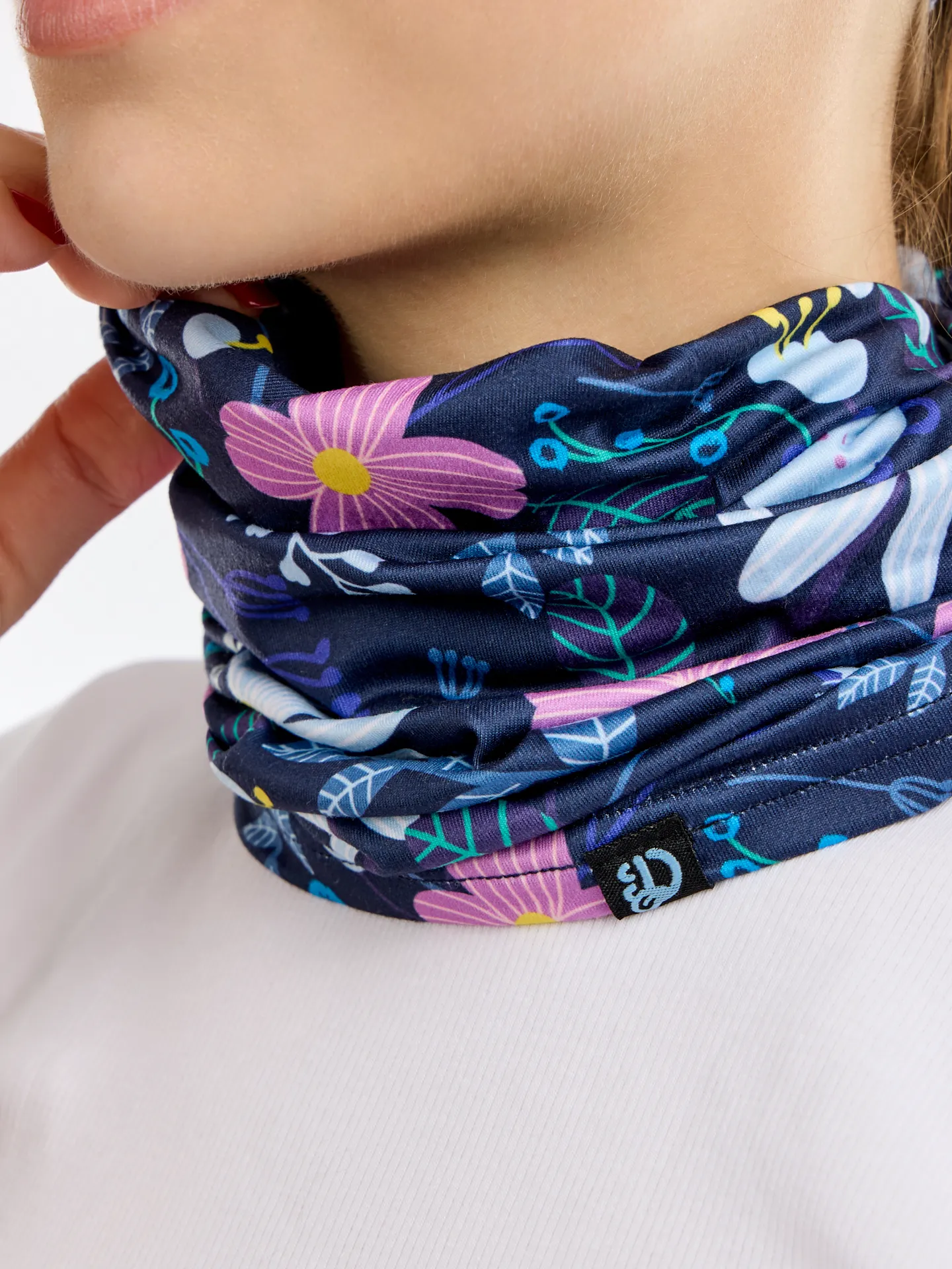 Vrolijke nekwarmer Paarse bloemen - Image 3