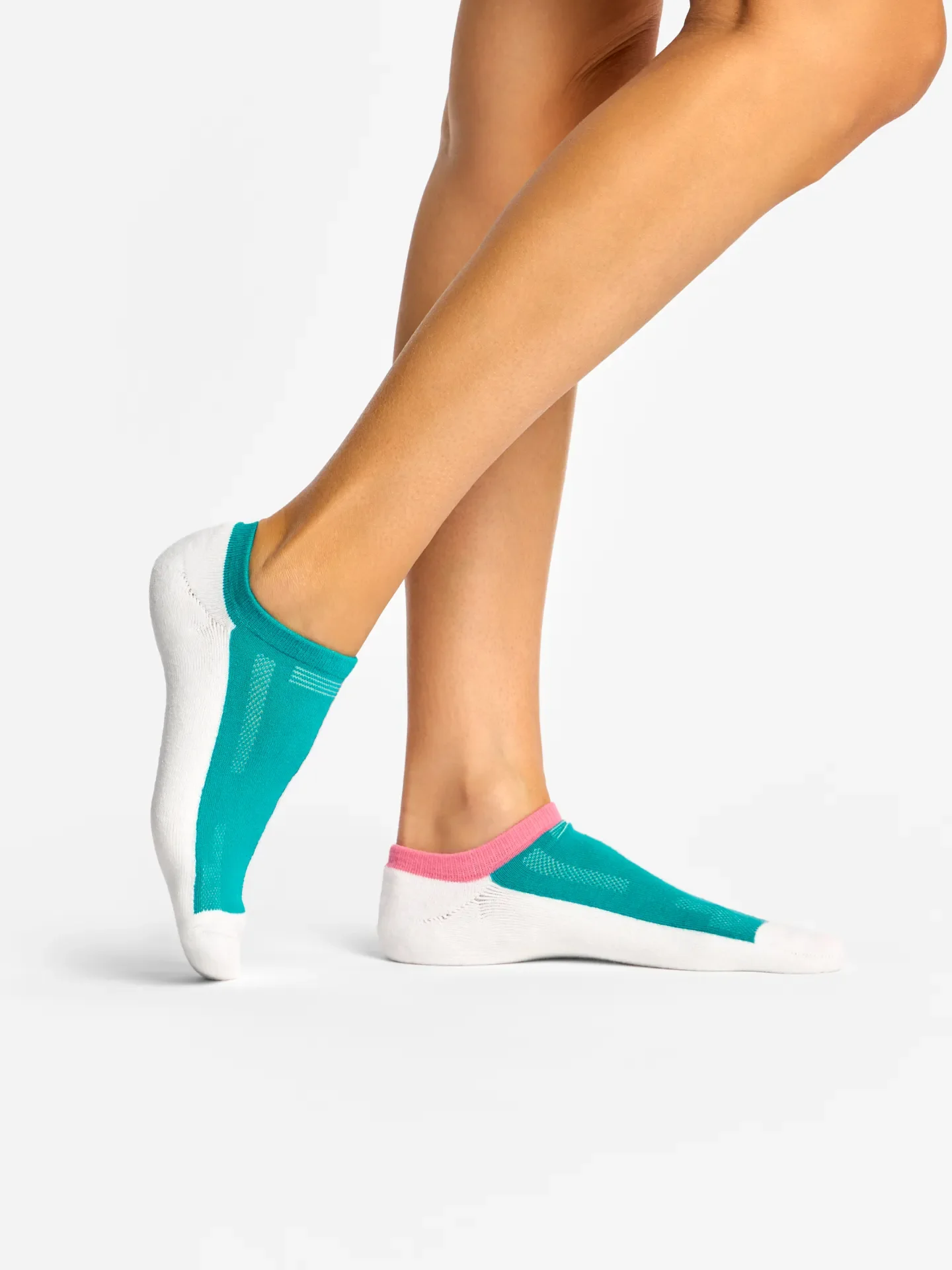 Roze en turquoise functionele sneakersokken - Image 3