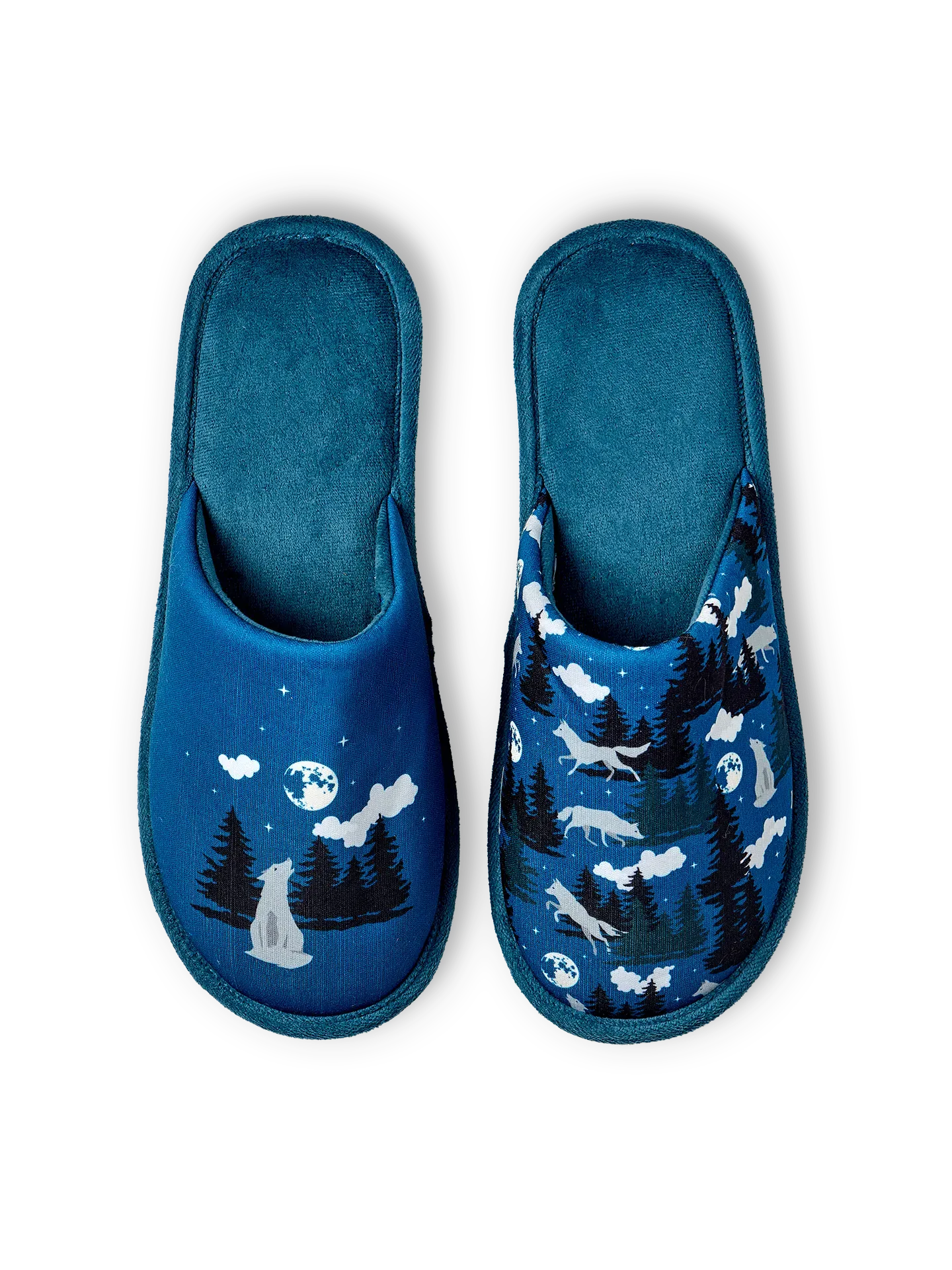 Vrolijke slippers Wolf en maan
