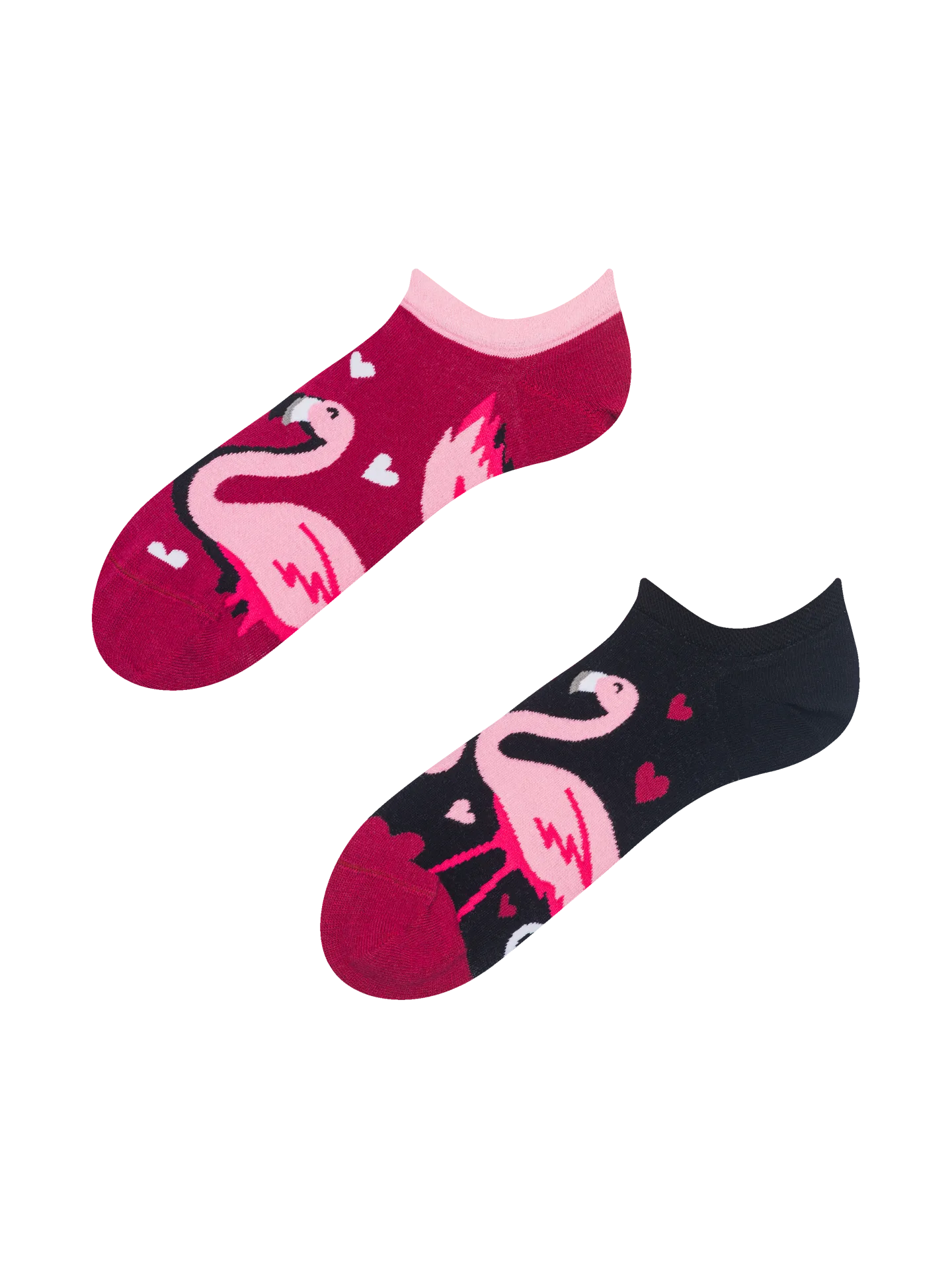 Vrolijke sneakersokken Flamingo's & harten