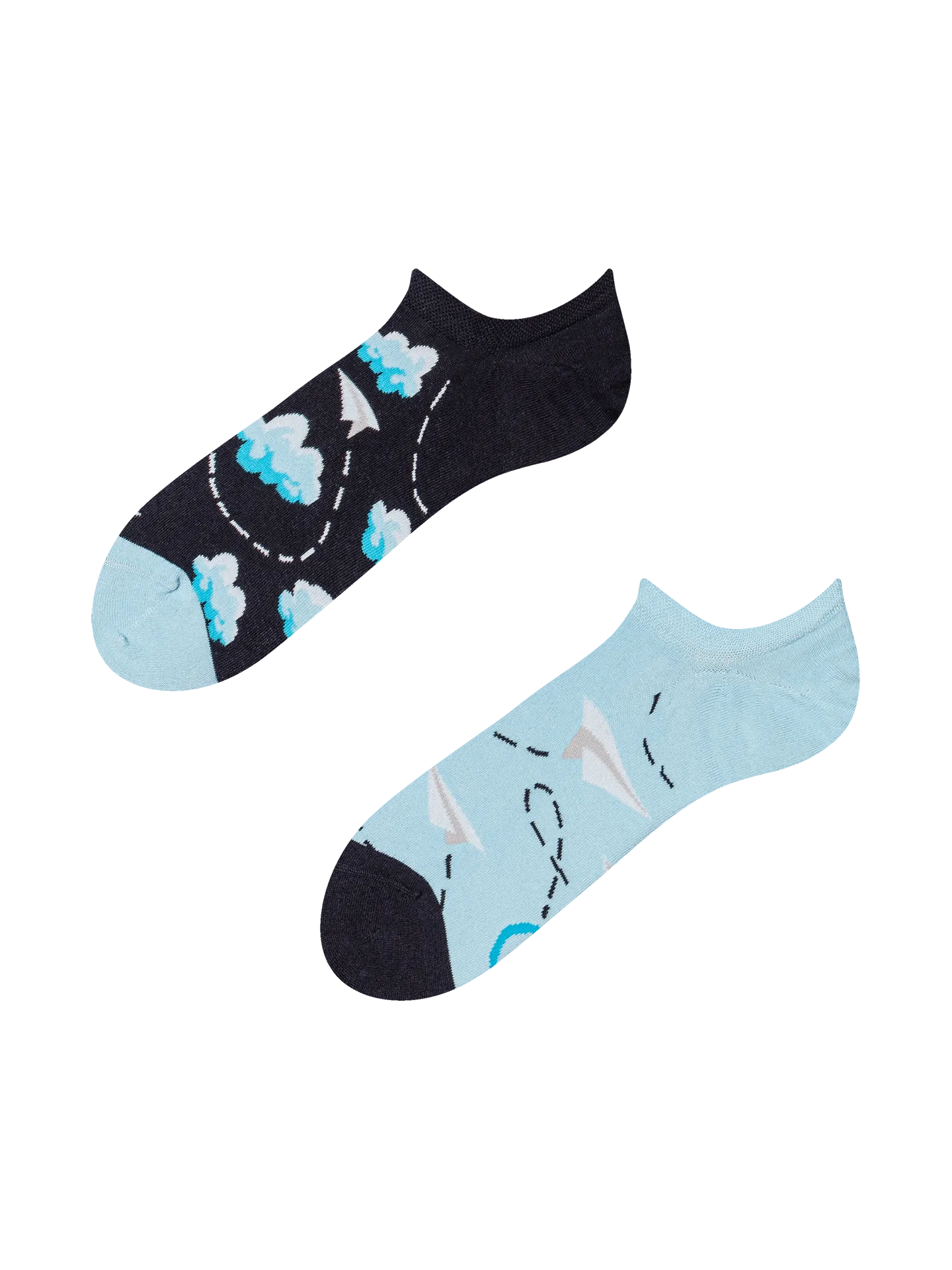 Vrolijke sneakersokken Papieren vliegtuigjes &  wolken