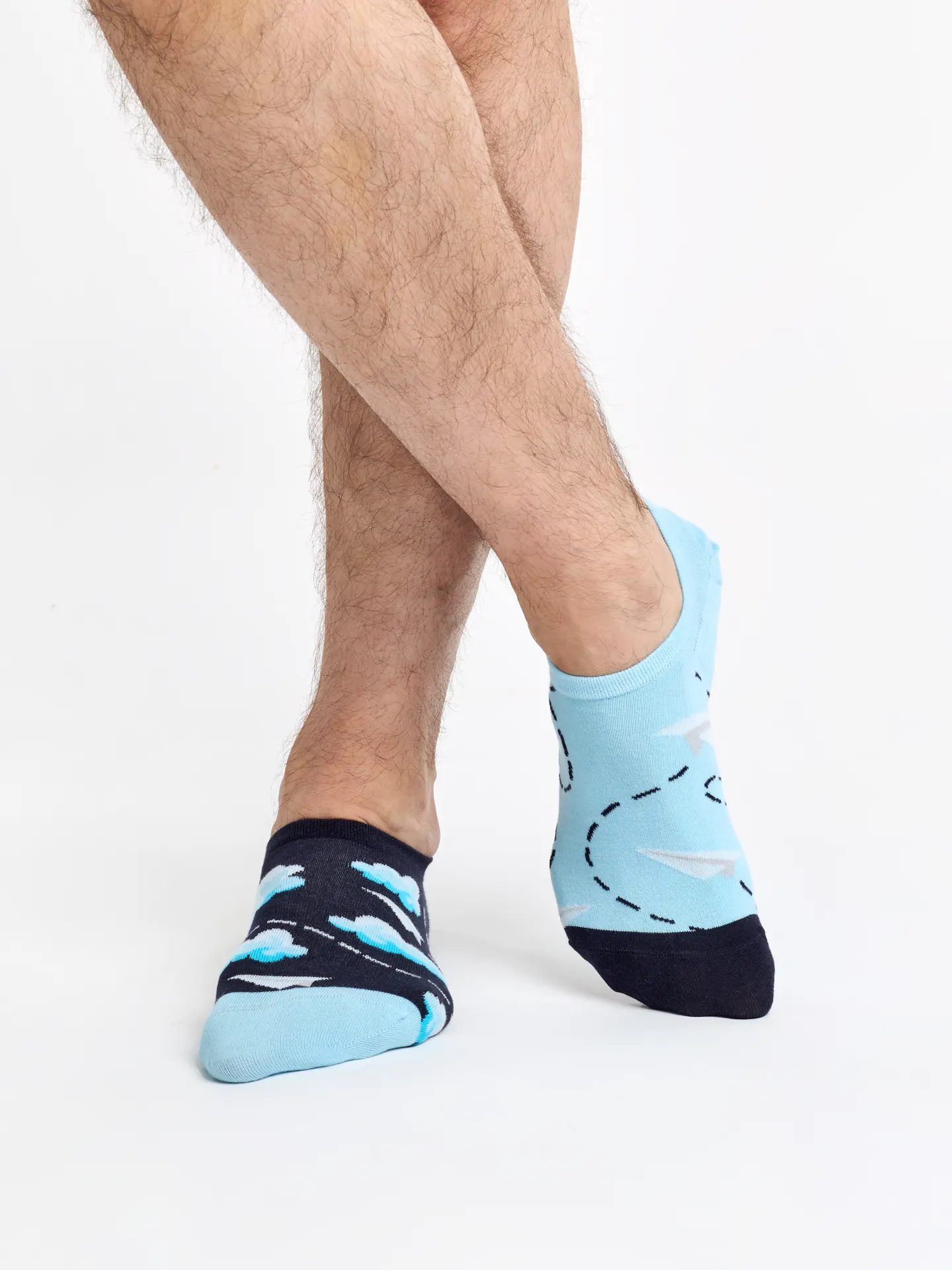 Vrolijke sneakersokken Papieren vliegtuigjes &  wolken - Image 2