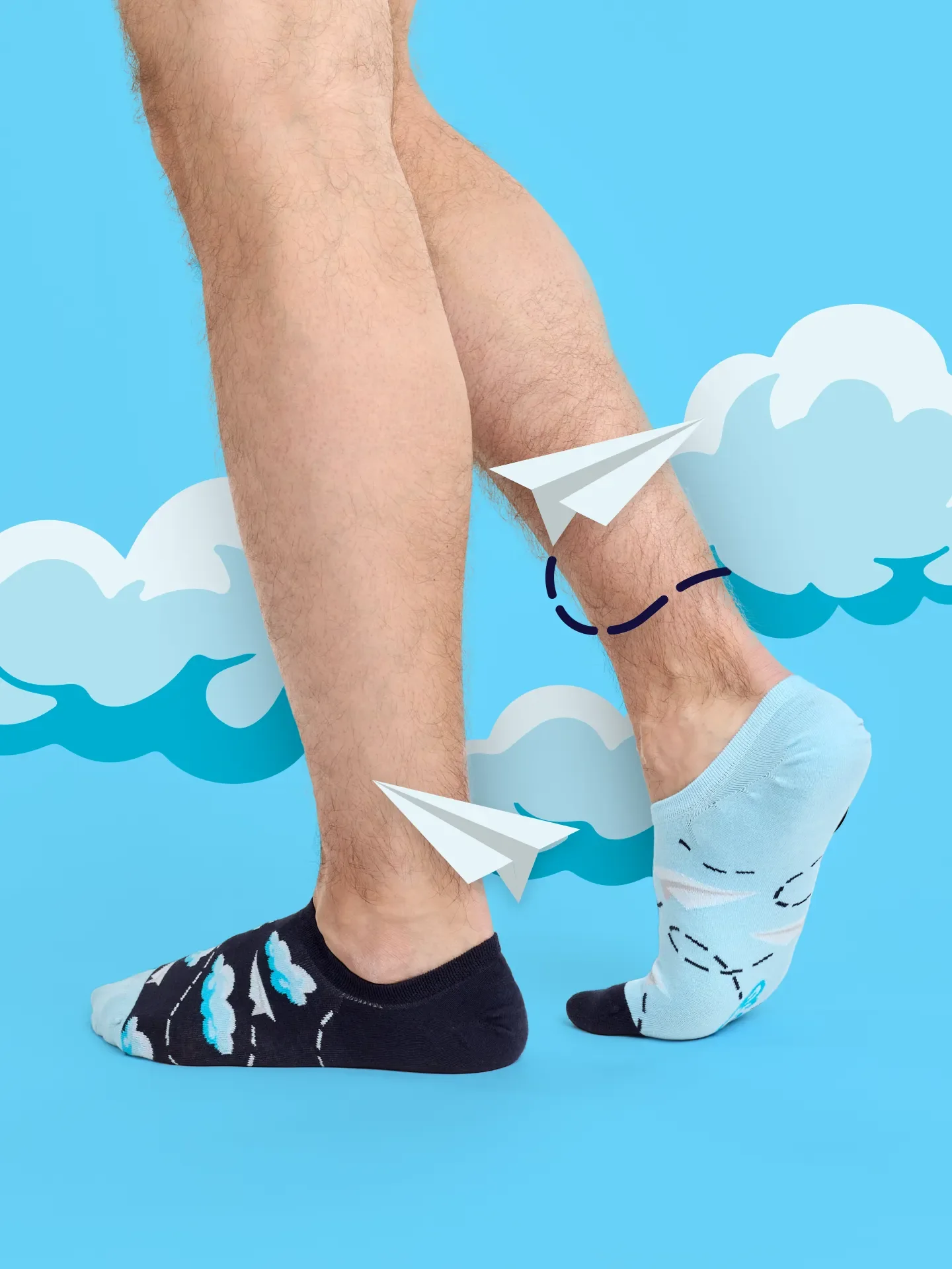 Vrolijke sneakersokken Papieren vliegtuigjes &  wolken - Image 4