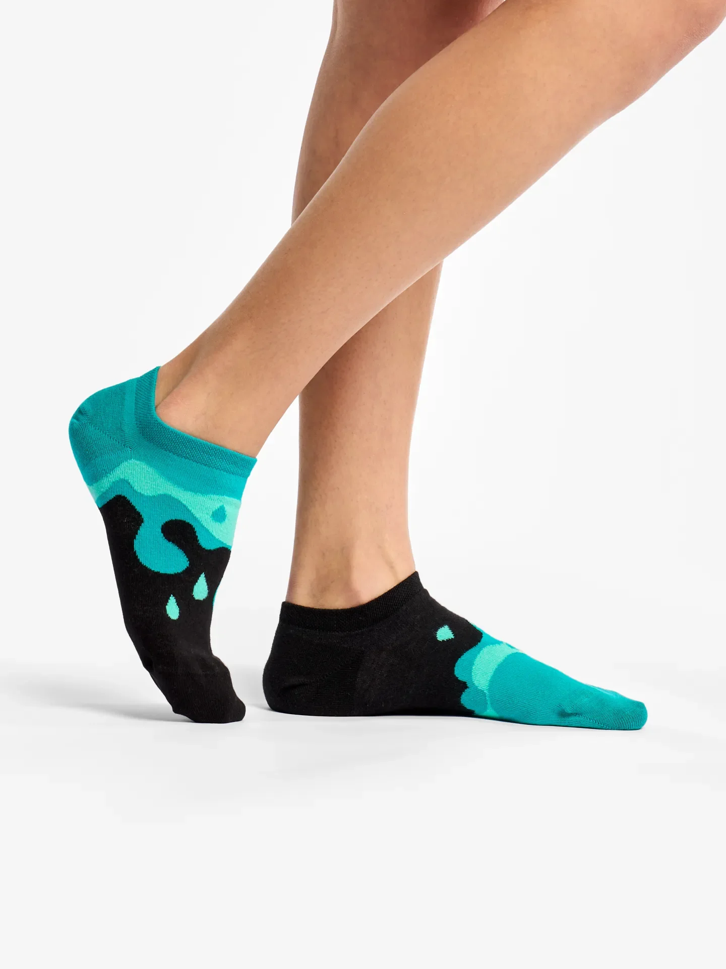 Vrolijke sneakersokken Turquoise druppels - Image 2
