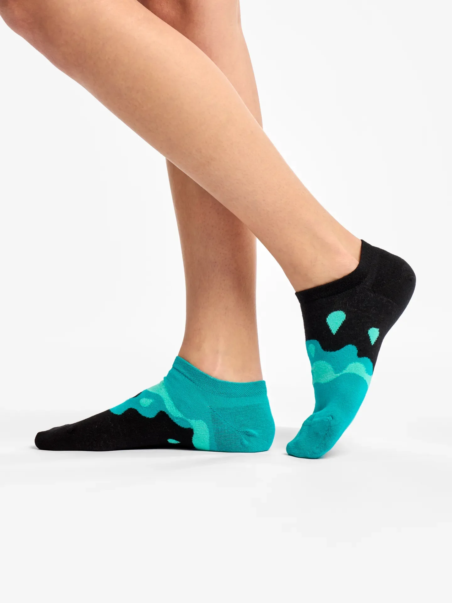 Vrolijke sneakersokken Turquoise druppels - Image 3