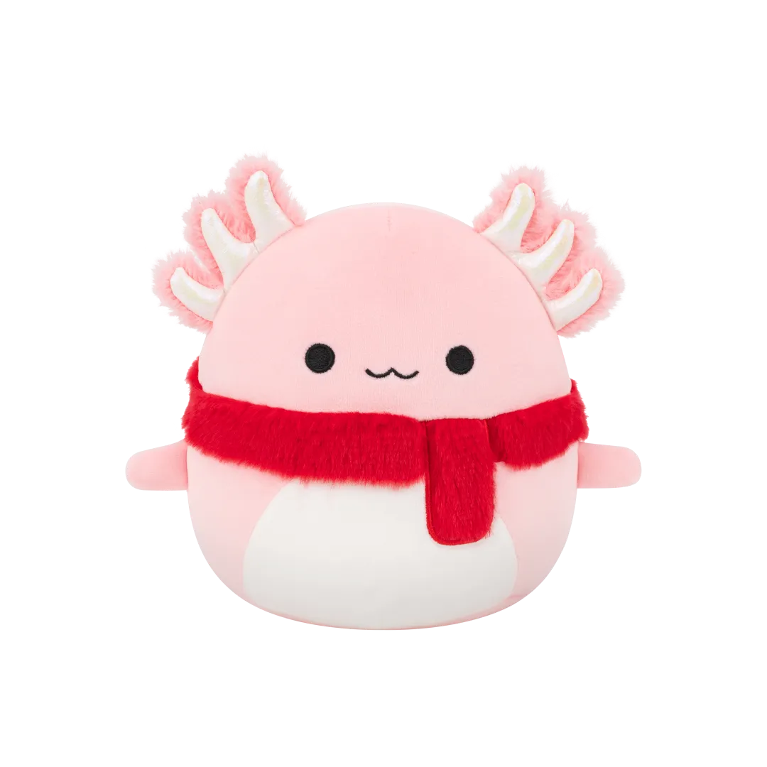 Squishmallows Archie de roze axolotl met fuzzy sjaal, 30 cm