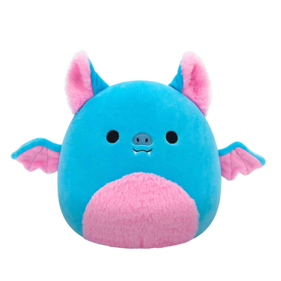 Squishmallows Boyle de blauwe fruitvleermuis met roze buik, 20 cm