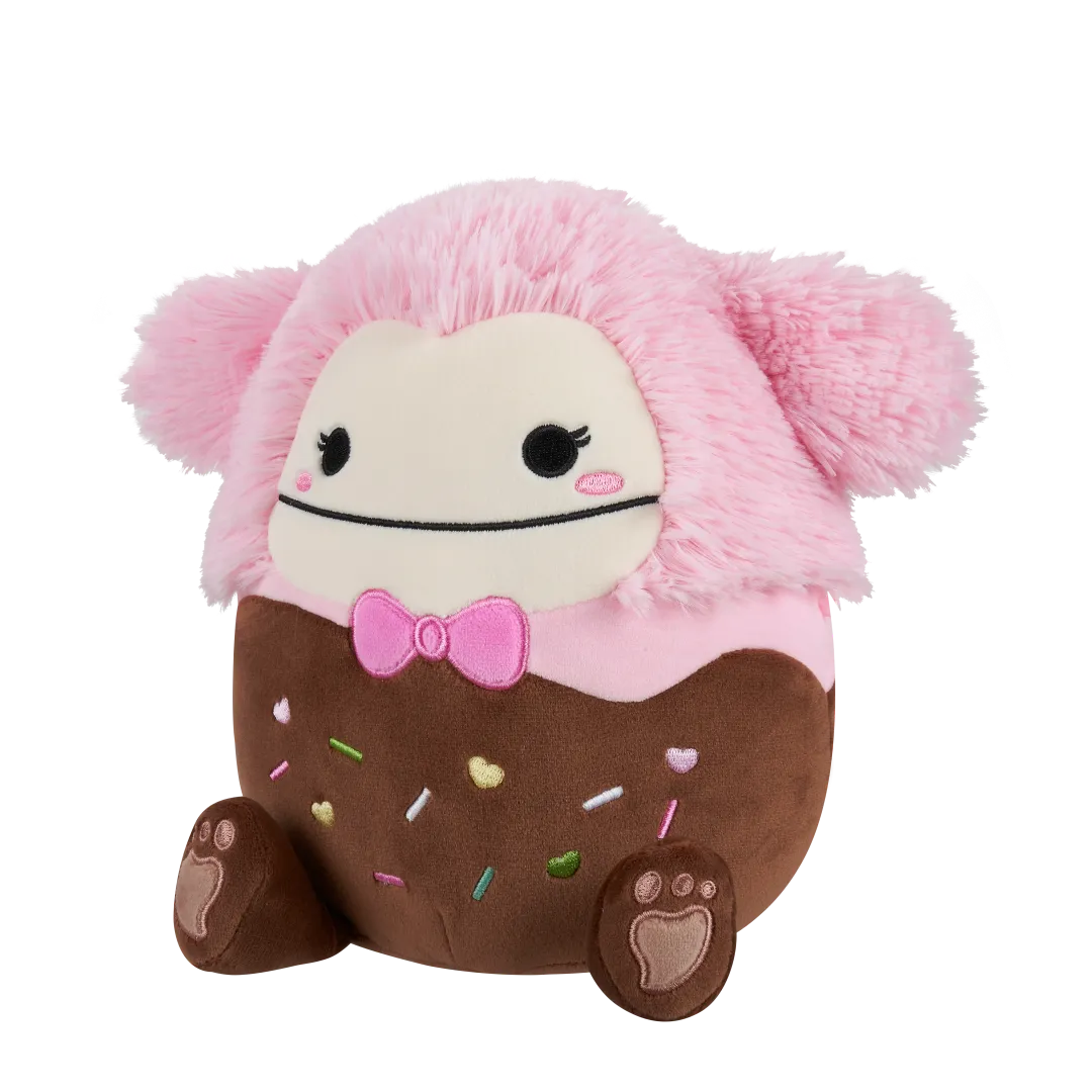 Squishmallows Brina de in chocolade gedoopte roze Bigfoot met roze strik, 20 cm - Image 2