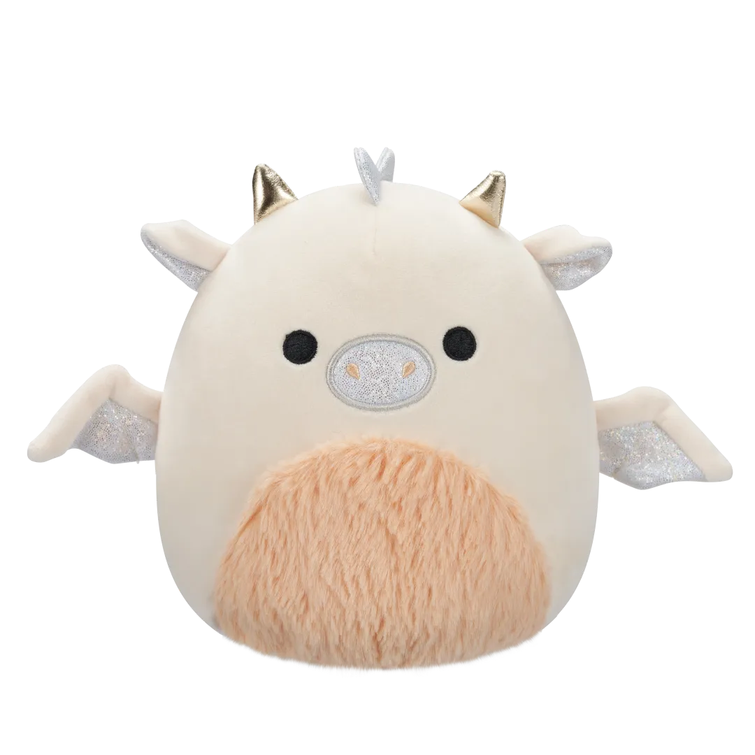 Squishmallows Buck de room en perzik draak met pluizige buik, 20 cm