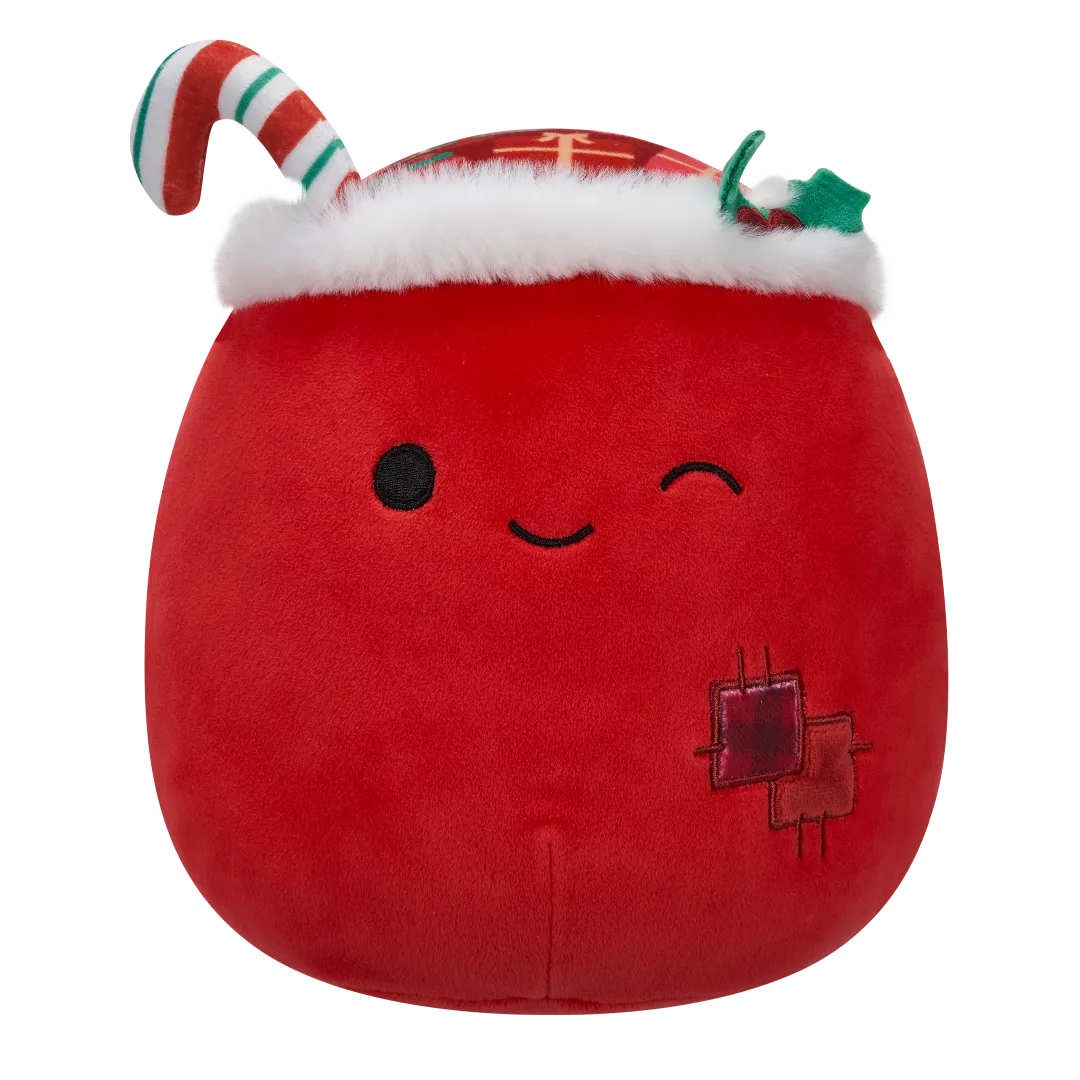 Squishmallows Carrie de knipogende cadeauzak met lappendeken, 20 cm