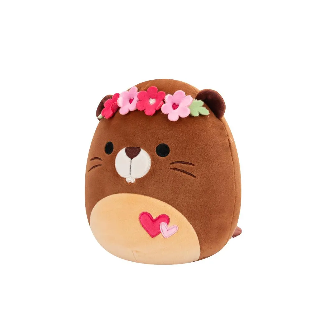 Squishmallows Knabbel de bruine bever met bloemenkroon en hartjes, 20 cm - Image 2