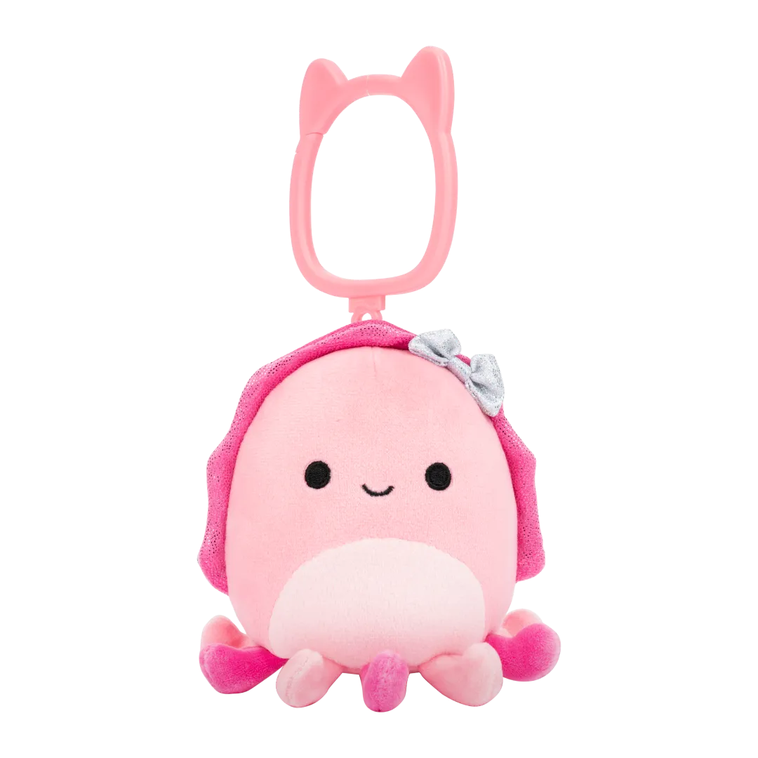 Squishmallows sleutelhanger Auggie de inktvis met strik, 9 cm