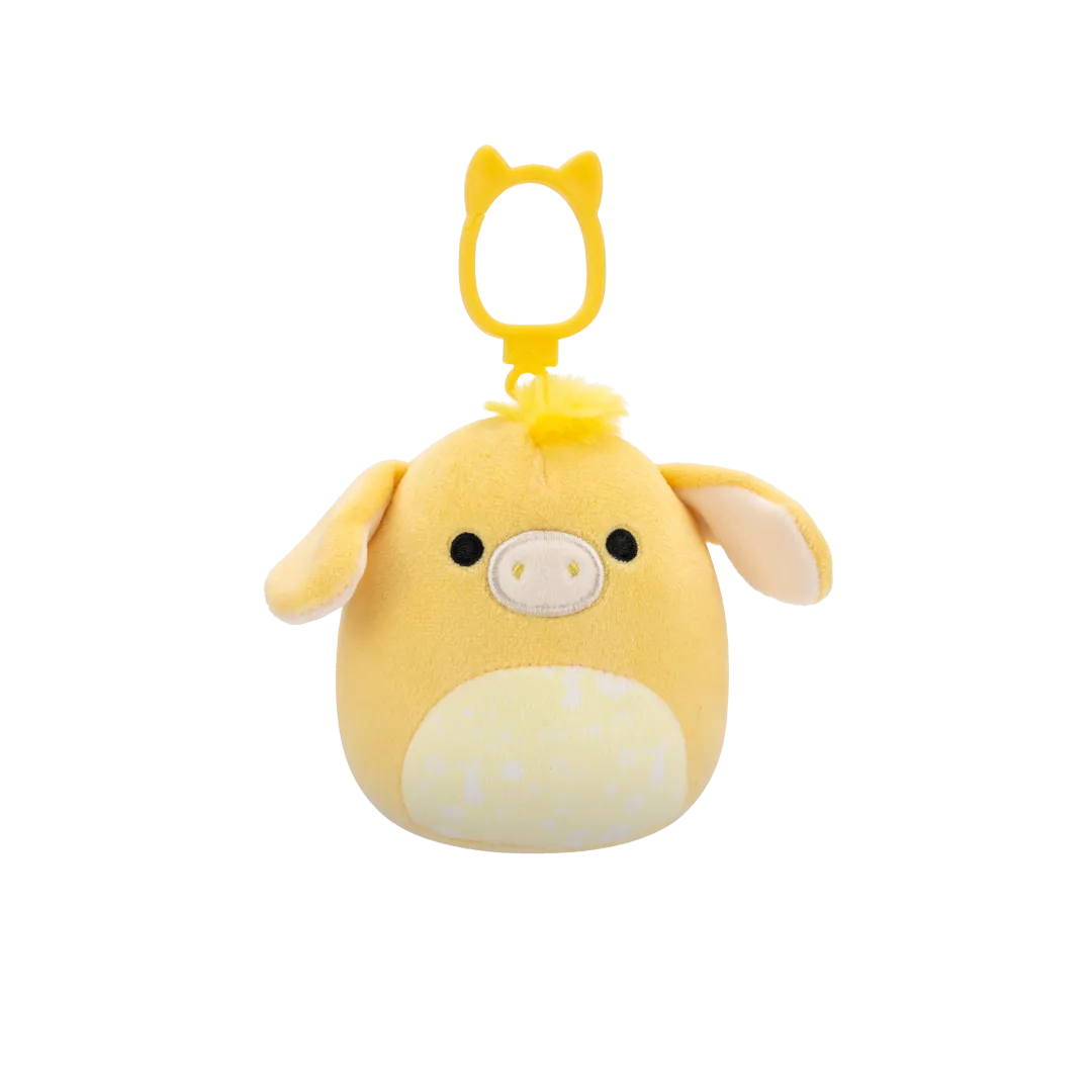 Squishmallows Clip-On Gavyn de gele ezel, 9 cm