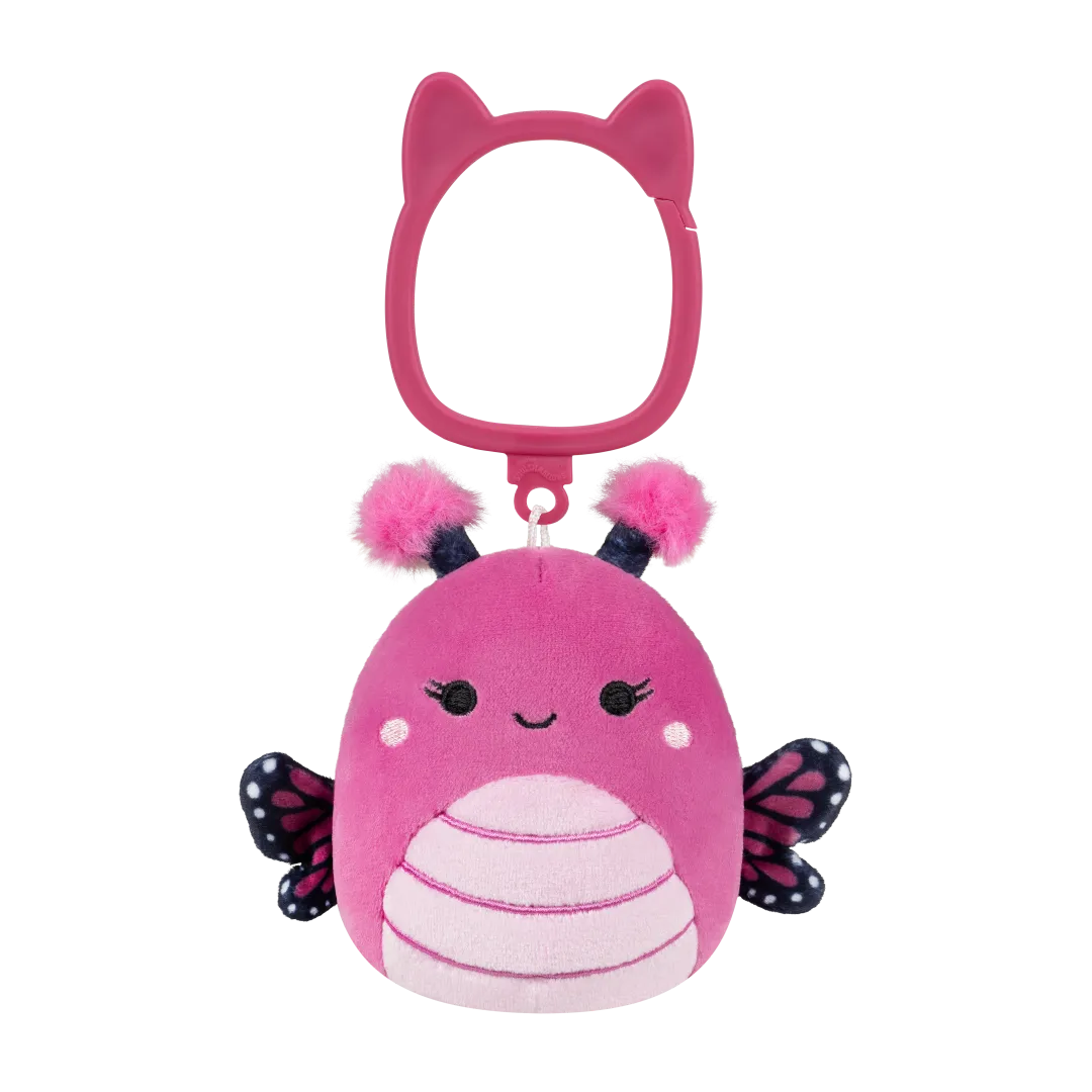Squishmallows sleutelhanger Marcelina de frambozen vlinder, 9 cm