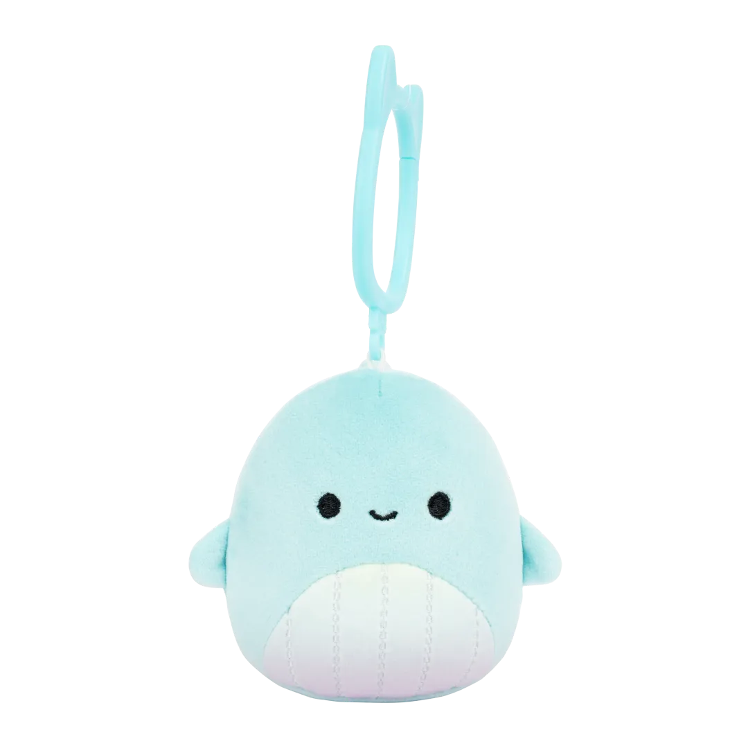 Squishmallows sleutelhanger Shah de walvis met regenboogbuik, 9 cm
