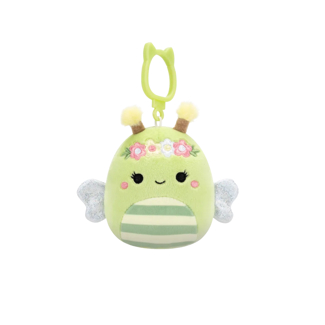 Squishmallows Clip-On Sybil de groene bij, 9 cm