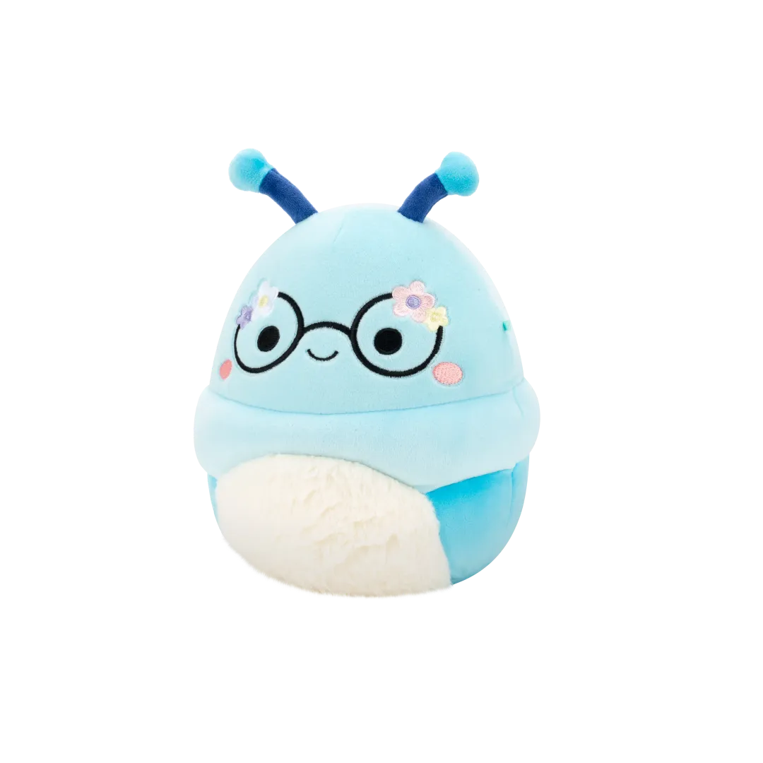 Squishmallows Cordelia de blauwe boekenwurm met bloemen op bril, 20 cm - Image 3